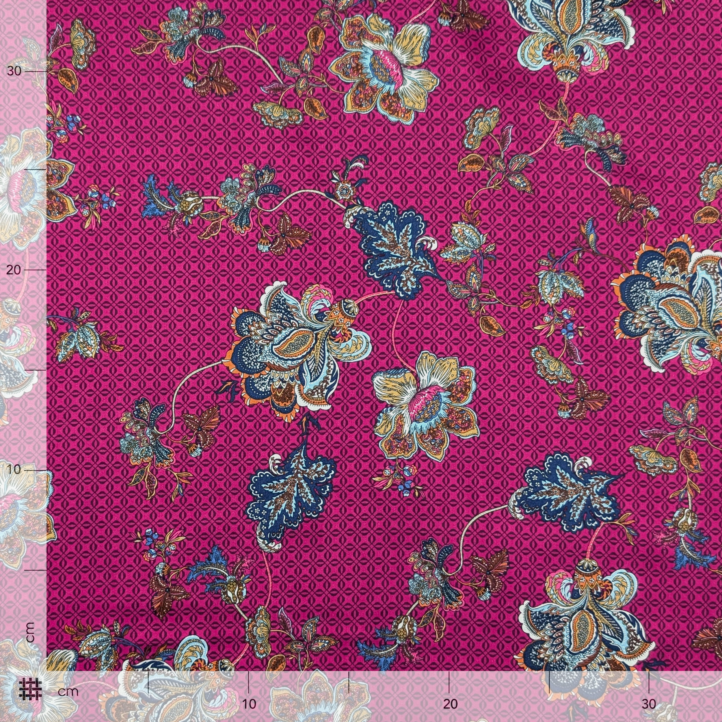 Ritaglio Tessuto Viscosa Fuxia Fantasia Arabia 150x147 cm Image