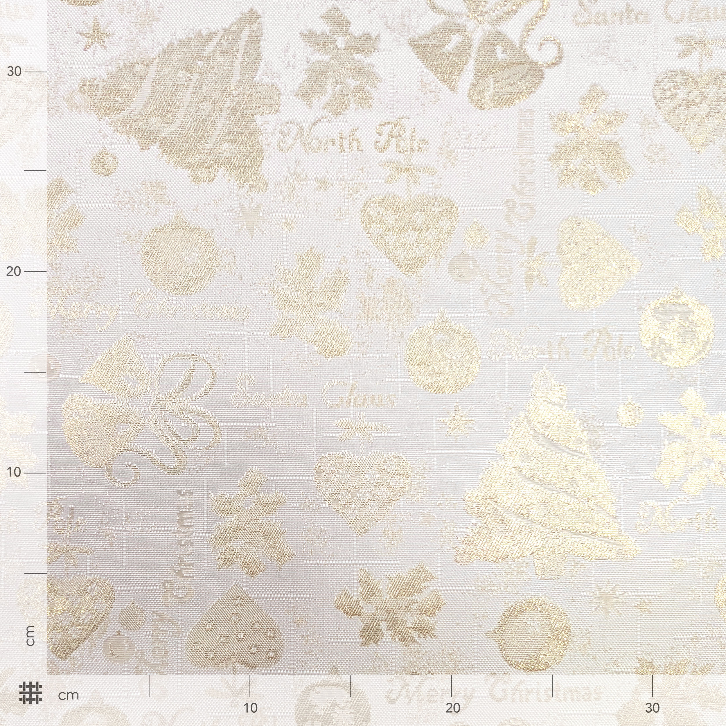 Jacquard Merry Christmas Bianco Oro Lurex H 280 cm Image