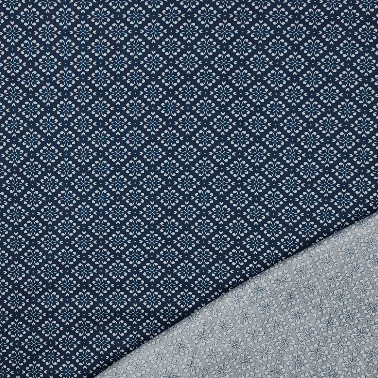 Stoffa cotone arredo pattern arabico blu scuro