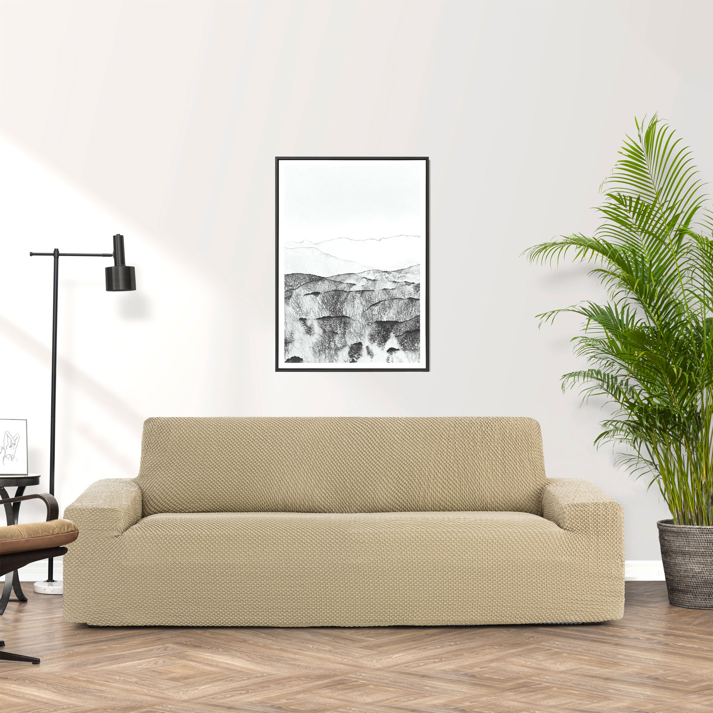 Copridivano Bielastico Goffrato Grande Beige 3 Piazze
