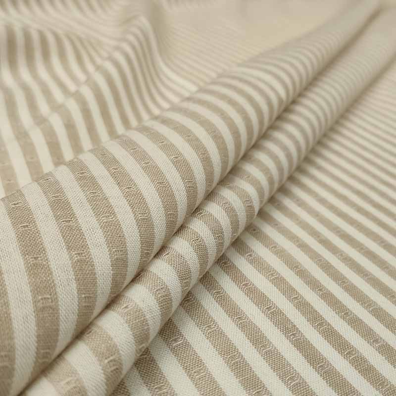 Tessuto lino mille righe beige
