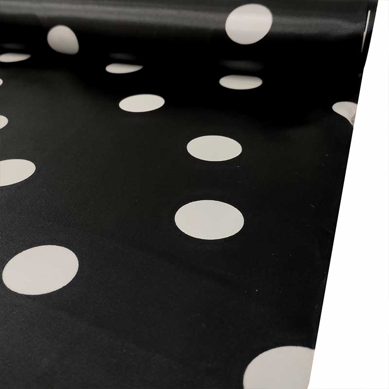Tessuto Raso Carnevale Nero a Pois Image