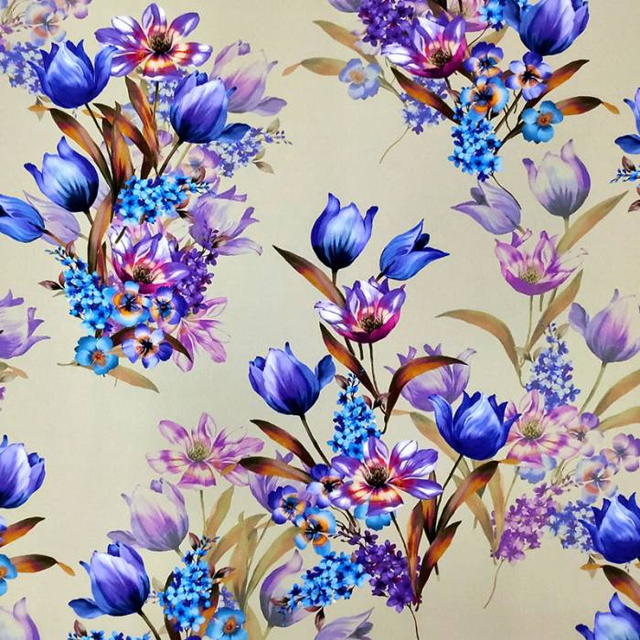 Tessuto Seta Floreale Alta Moda