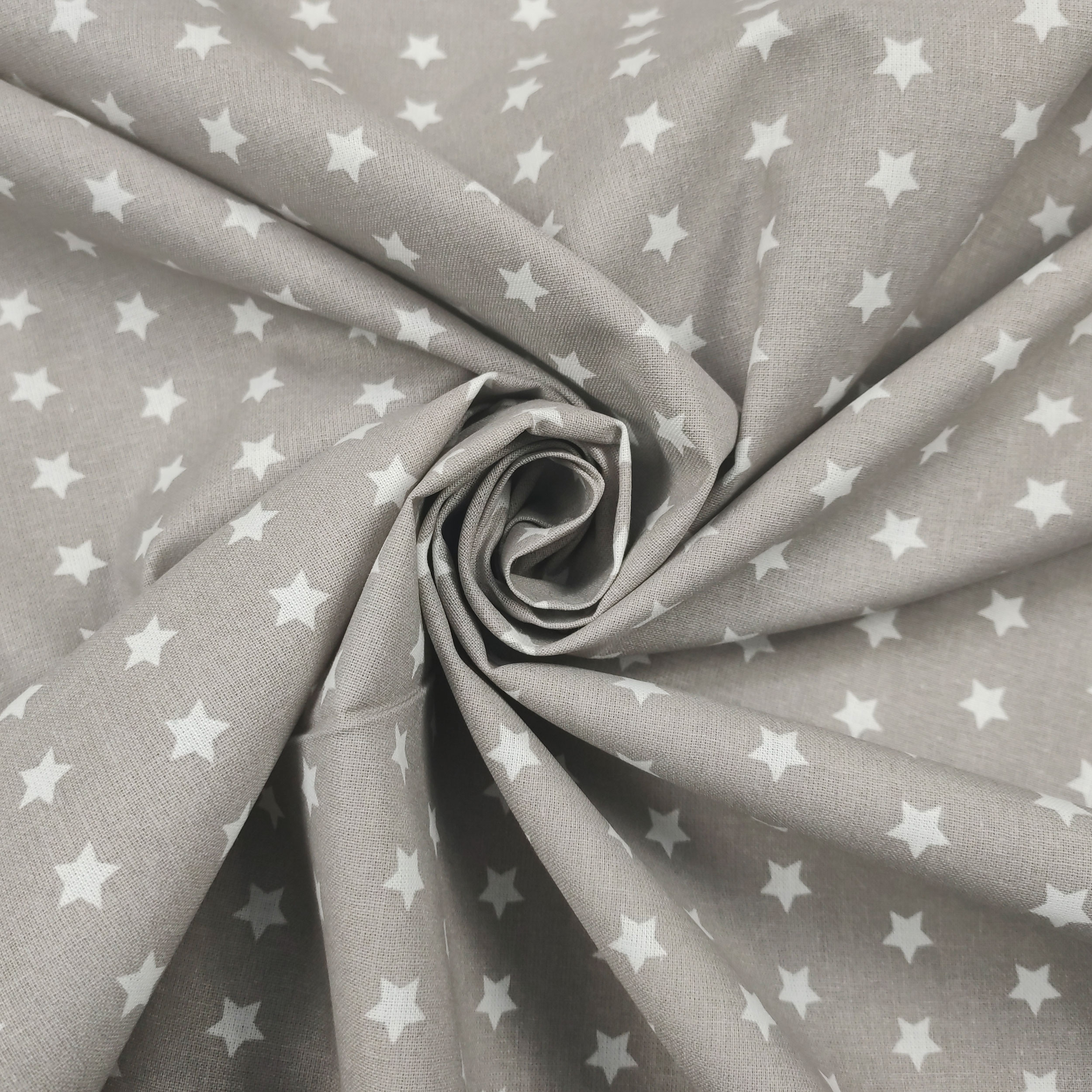 tessuto leggero di cotone stelle bianche sfondo grigio