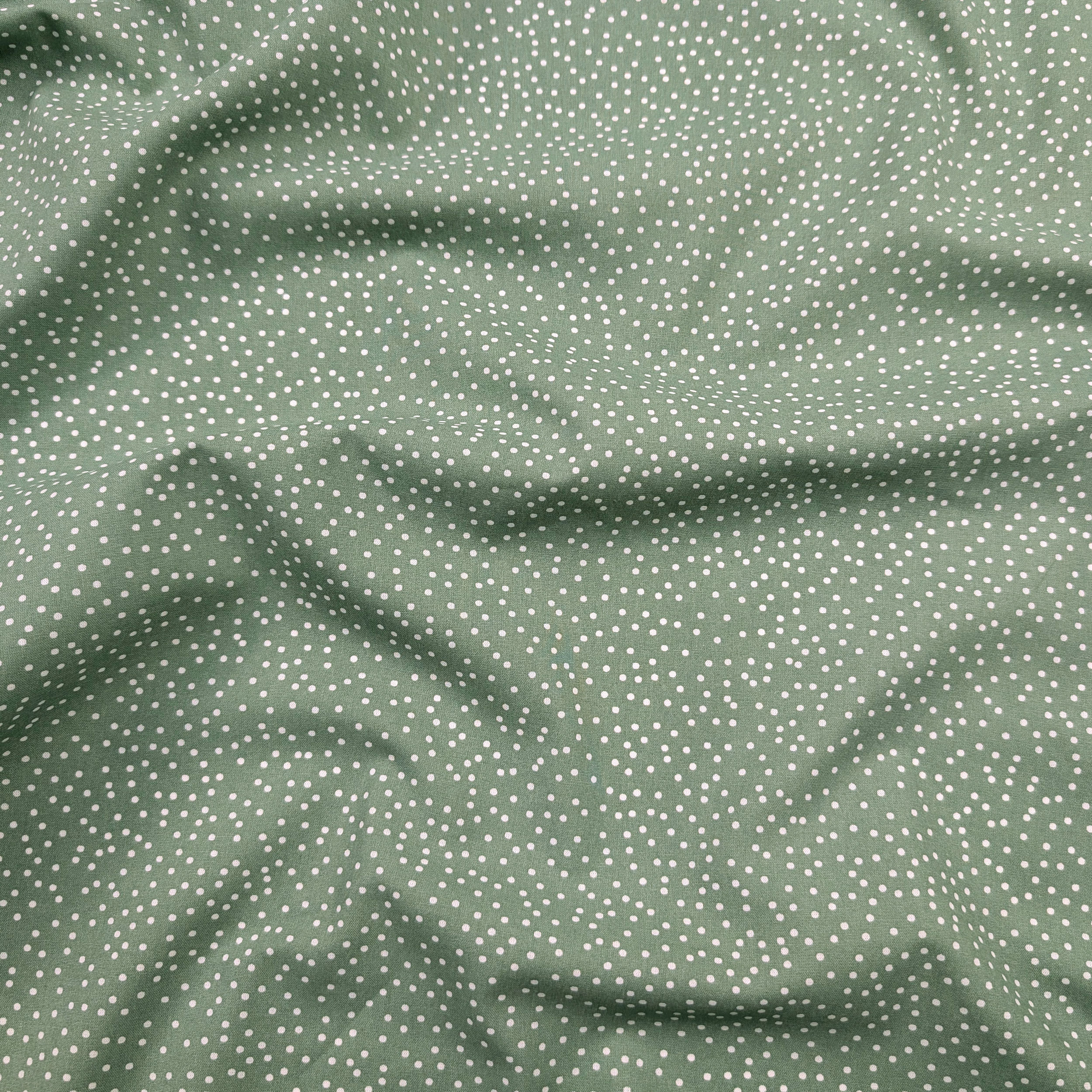 Popeline Cotone Pois Bianchi Sfondo Verde Salvia Image