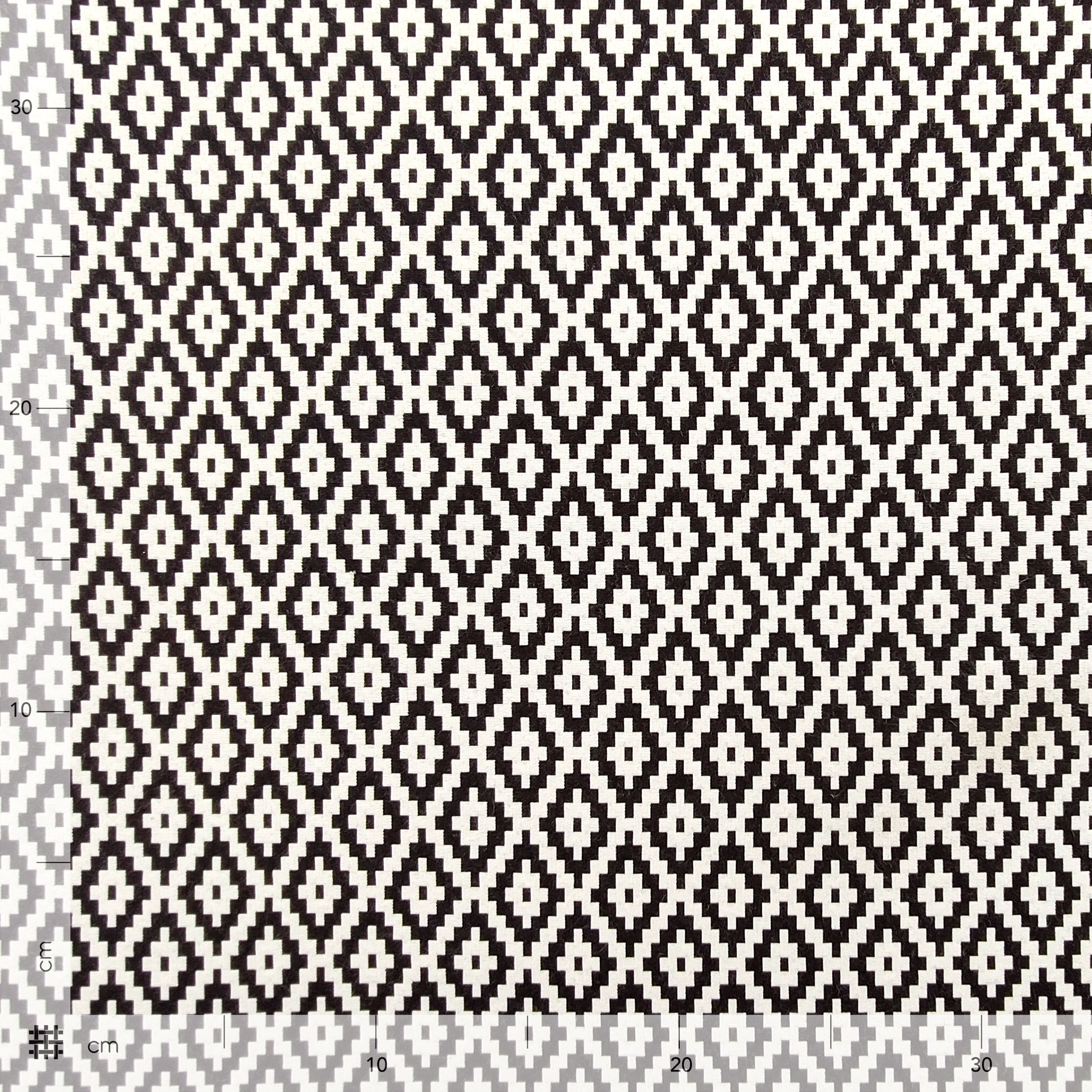 Tessuto Alta Moda Etnico Bianco e Nero