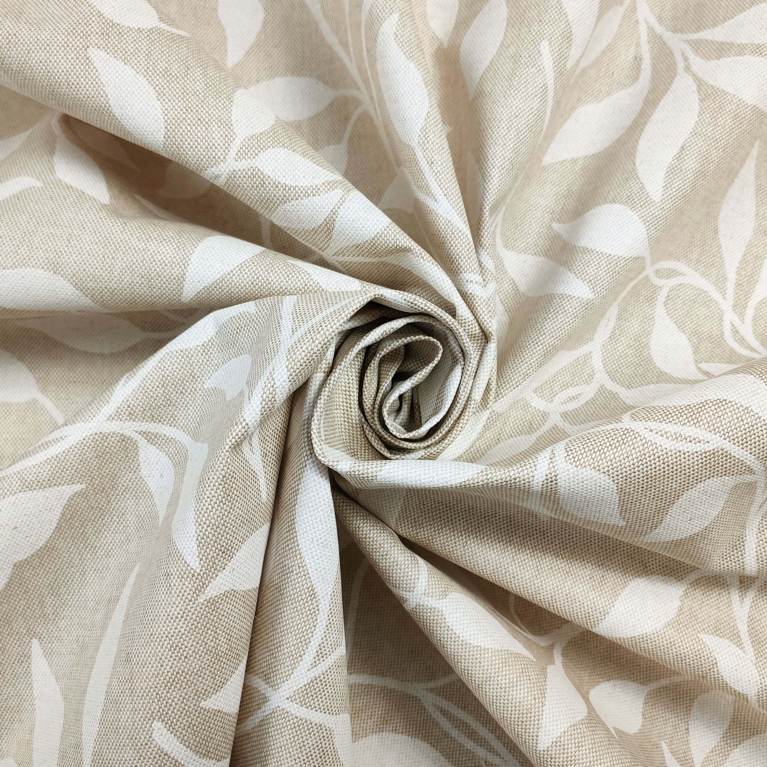 Tessuto per Tovaglia Cotone Foliage Bianco