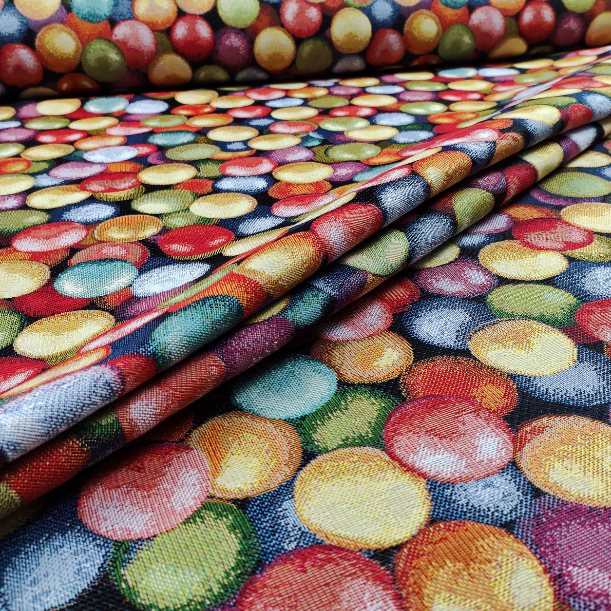Tessuto Jacquard Fantasia Bolle Colorate
