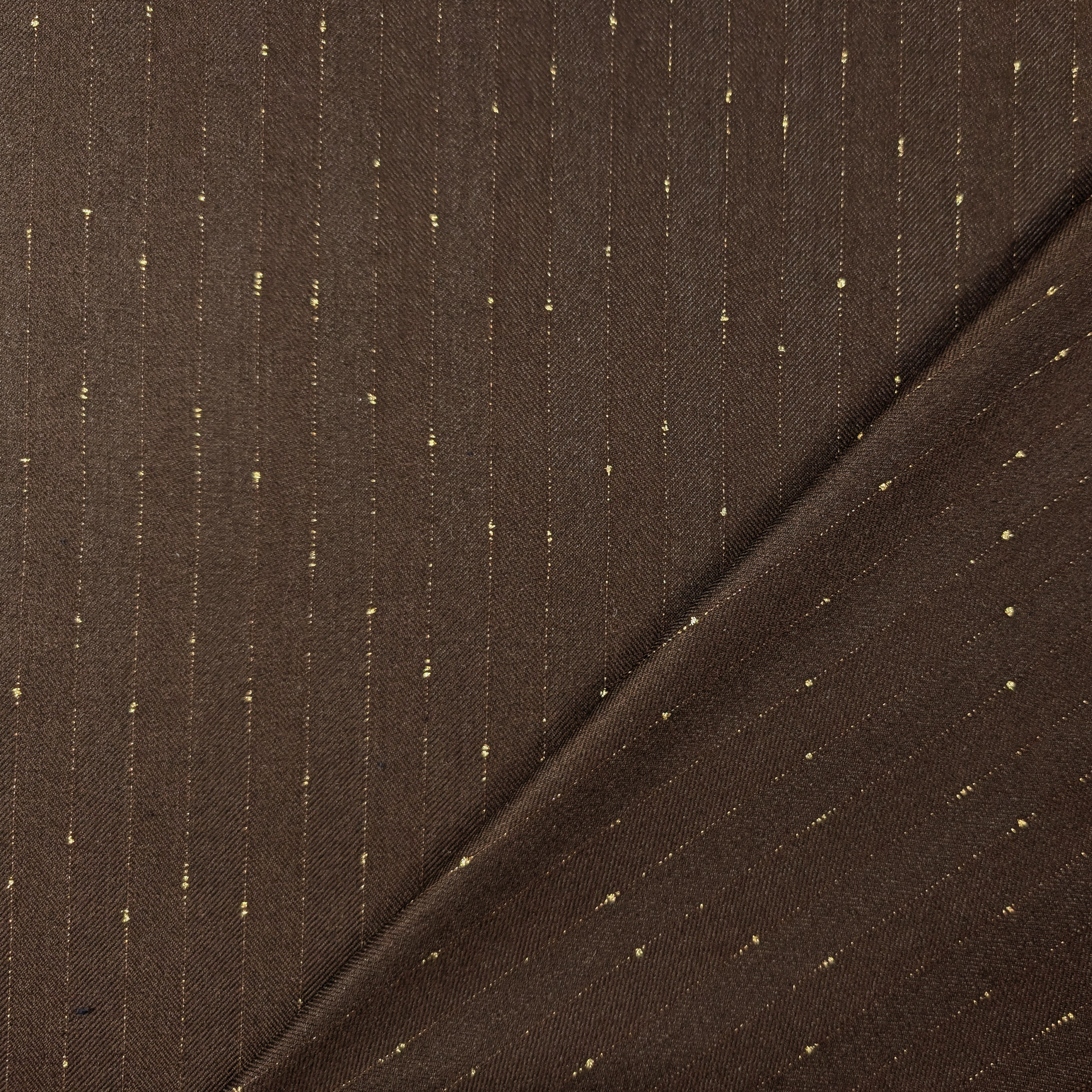 Tessuto Gessato Lurex Marrone Image