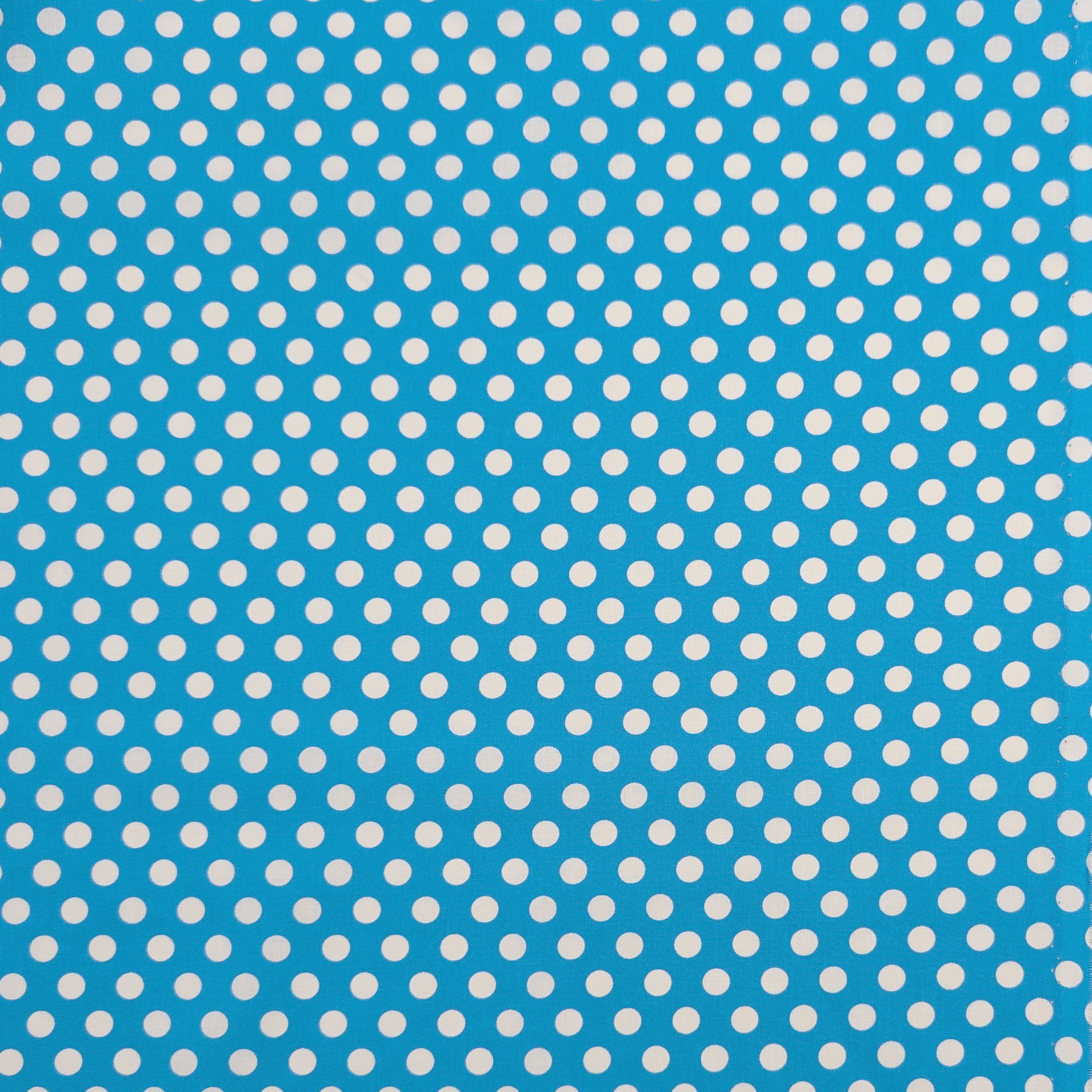 Tessuto Cotone Turchese a Pois Grandi Image