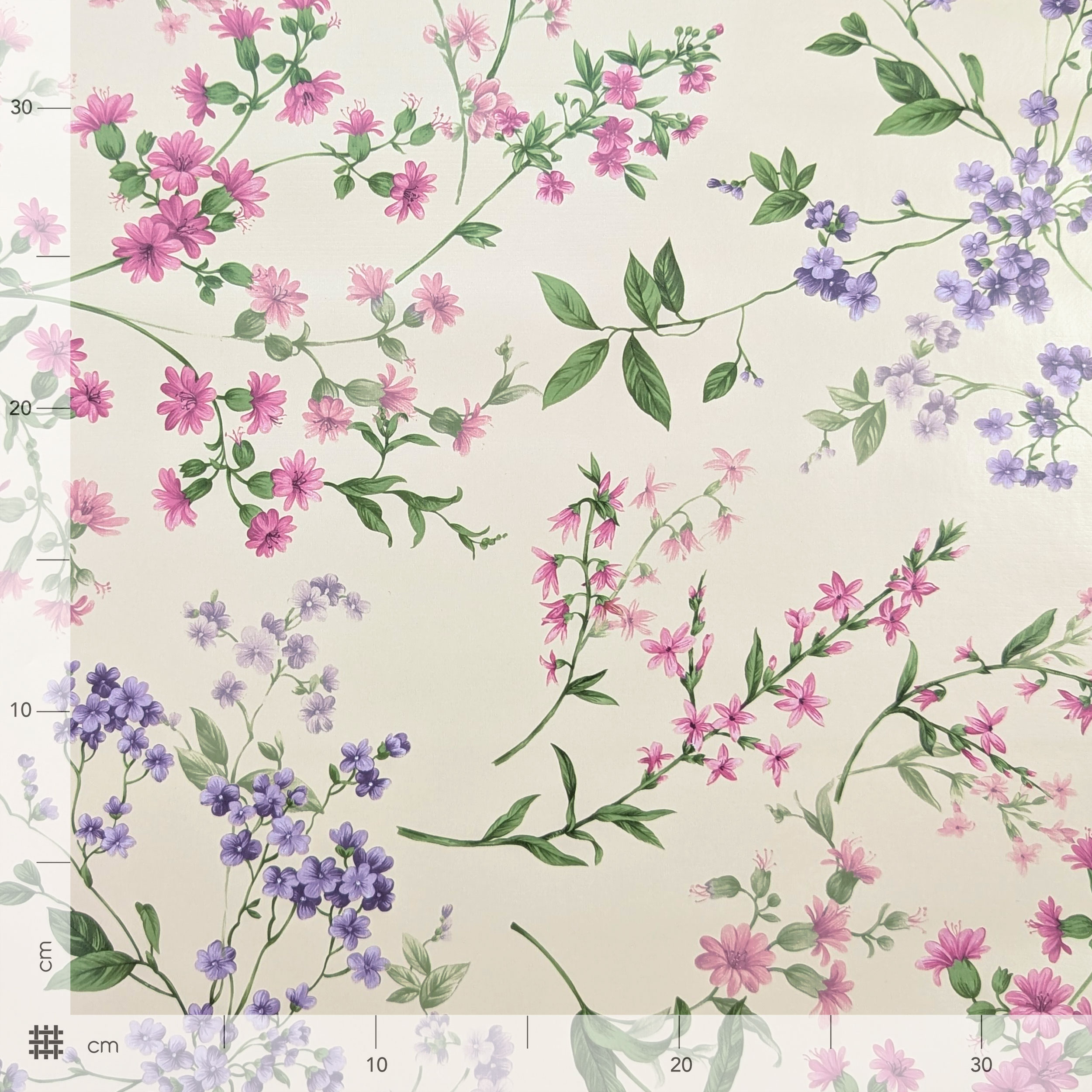 Tessuto per Tovaglia Plastificata Fiori Rosa e Lilla Image