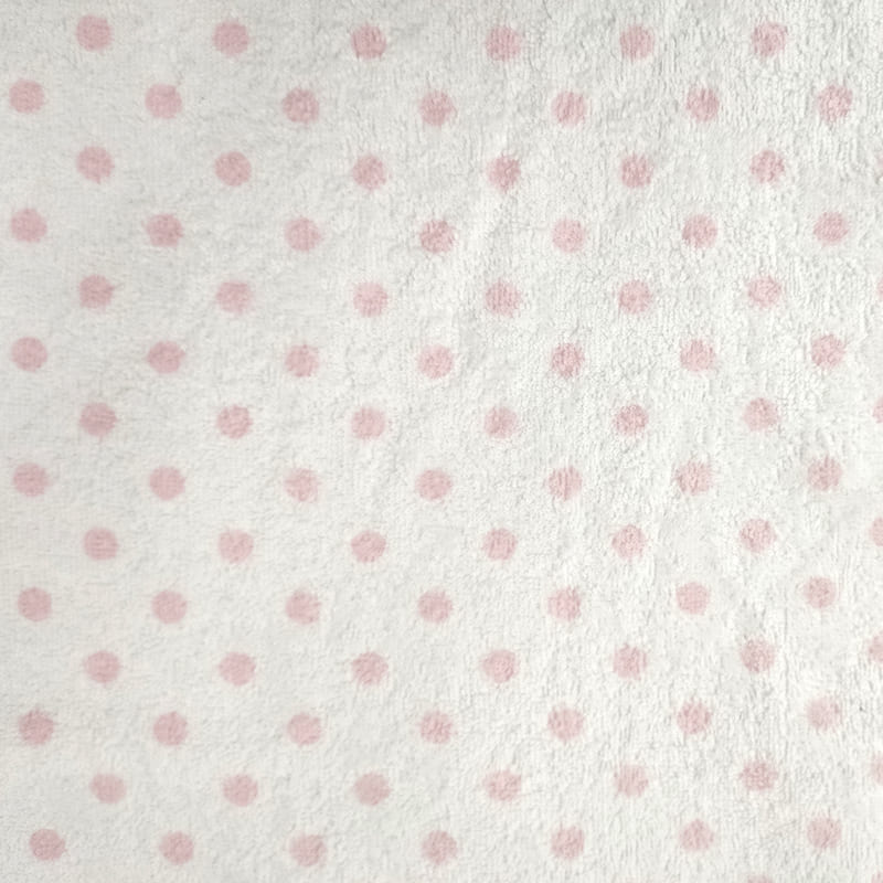 Tessuto Spugna Pois Stampati Rosa