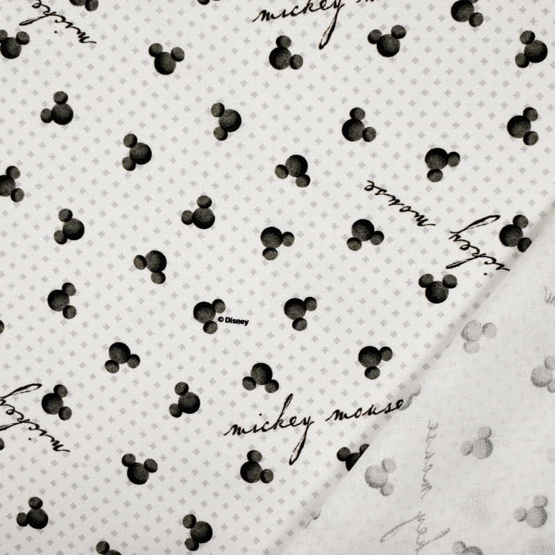 Ritaglio Tessuto Cotone Disney Mickey Mouse Black and White 50x140 cm
