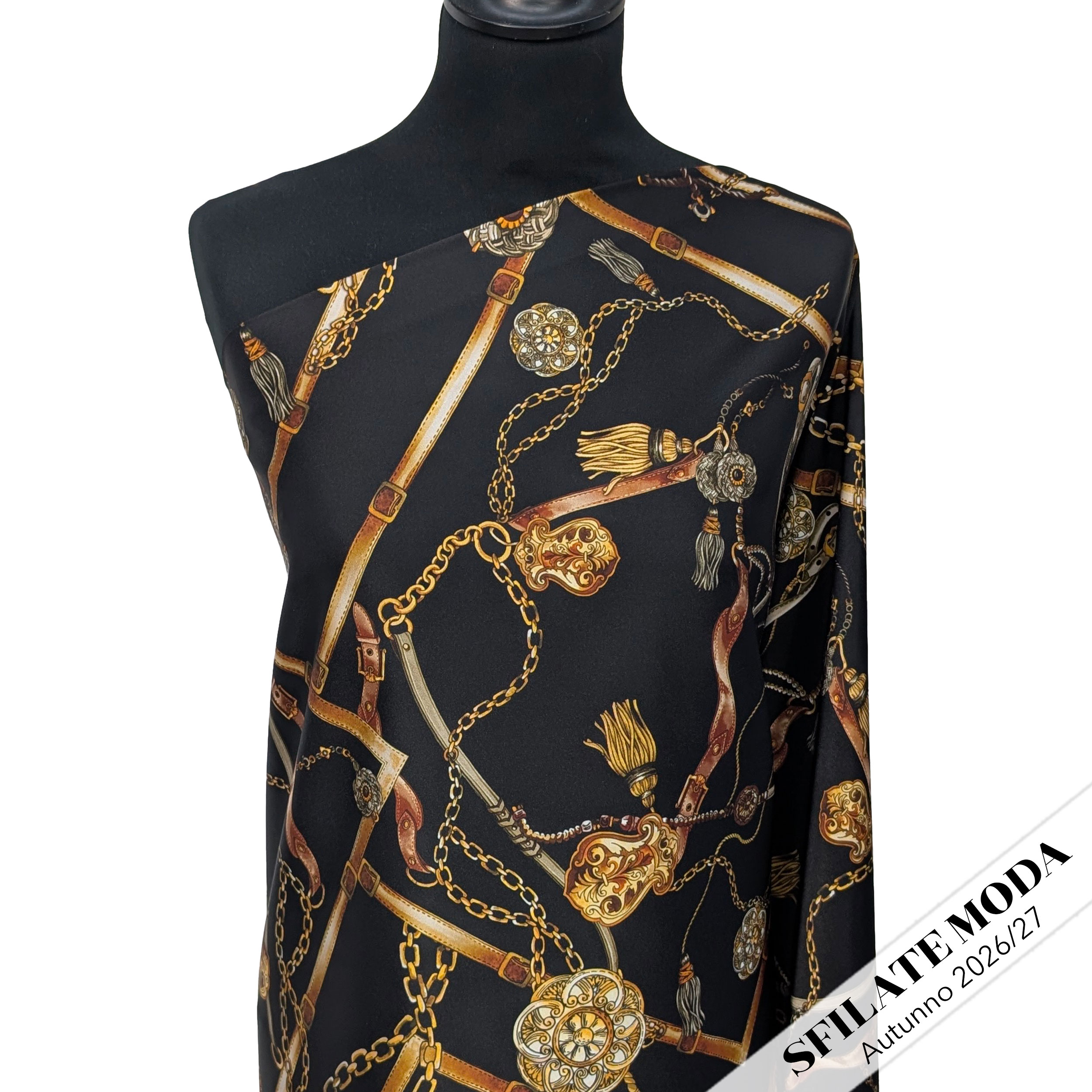Raso Setato Alta Moda Nero con Catene Image