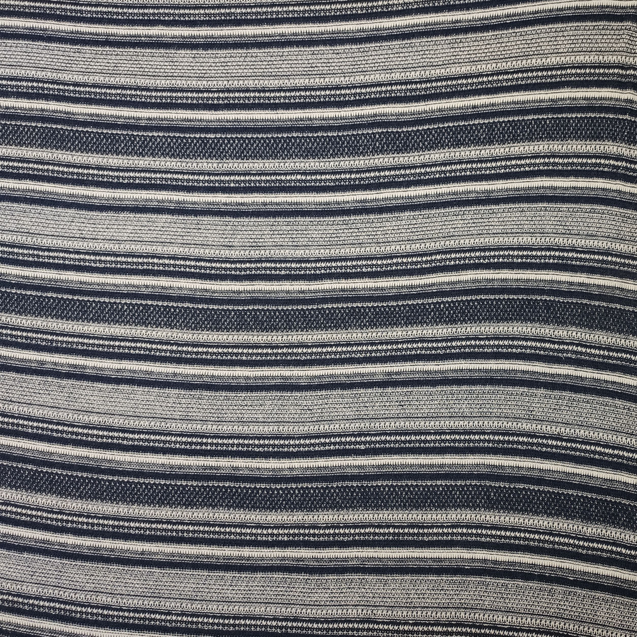 Tessuto Maglia Cotone Righe Bianco/Blu Image