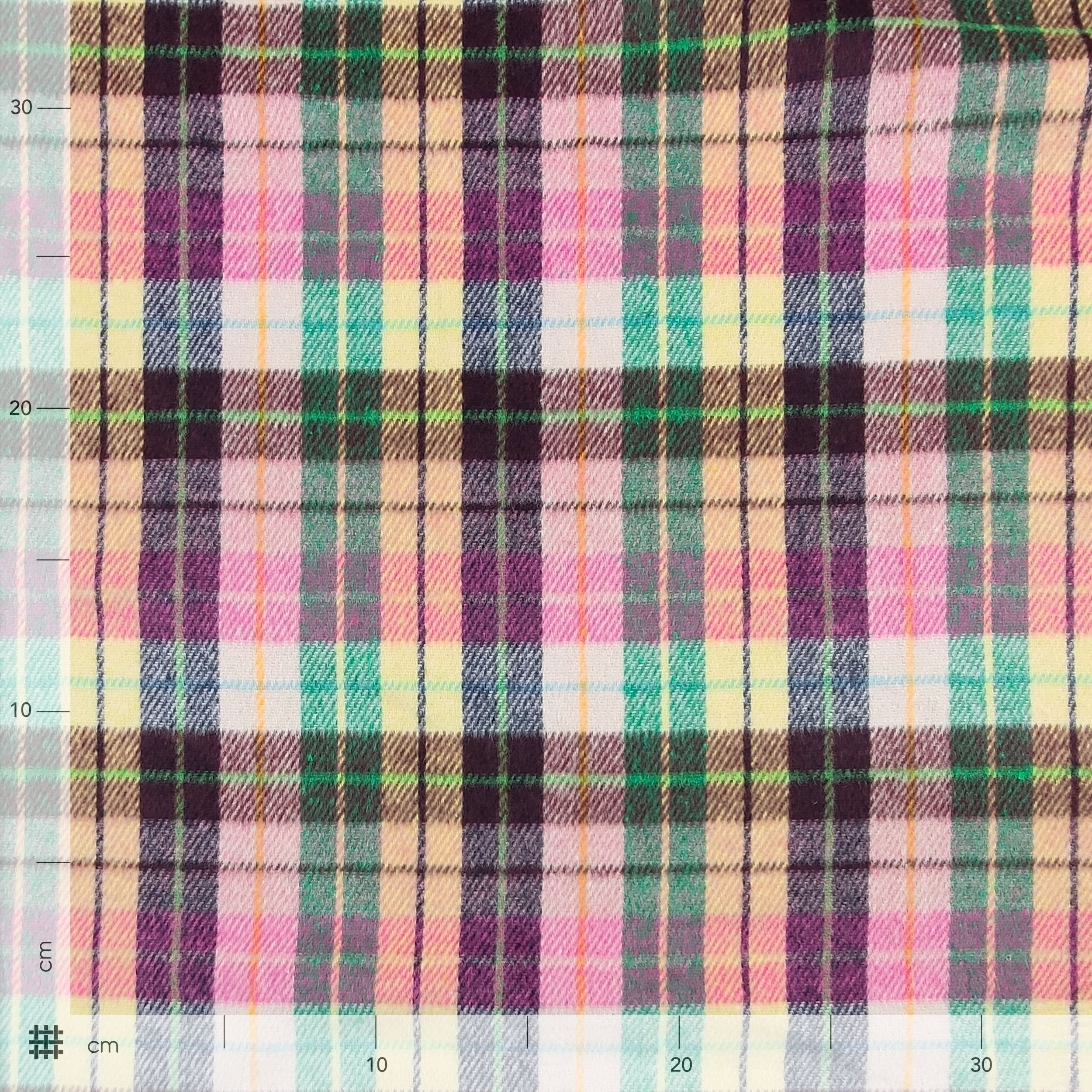 Scampolo Tartan in Misto Cotone Viola Rosa Giallo