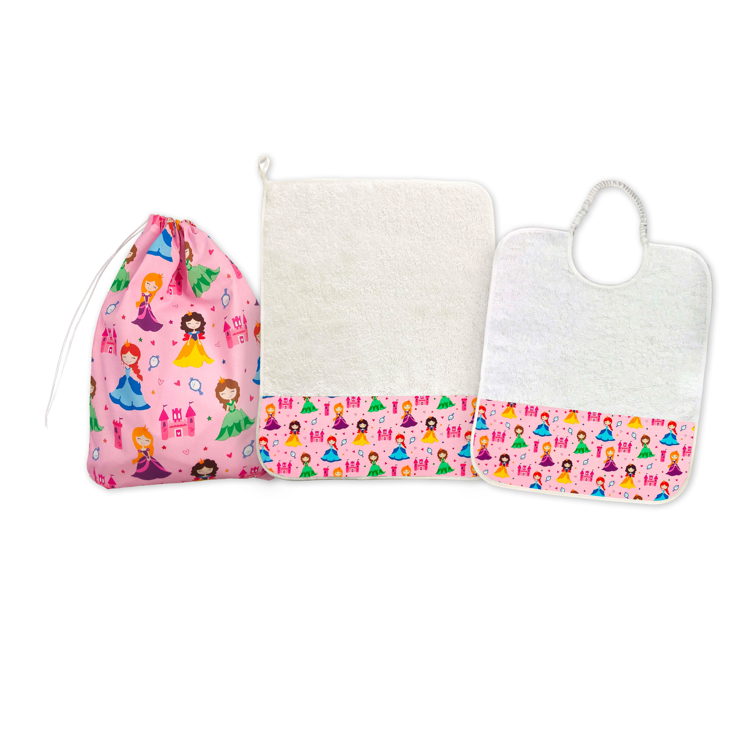 Coordinato Asilo Mini Principesse Sfondo Rosa