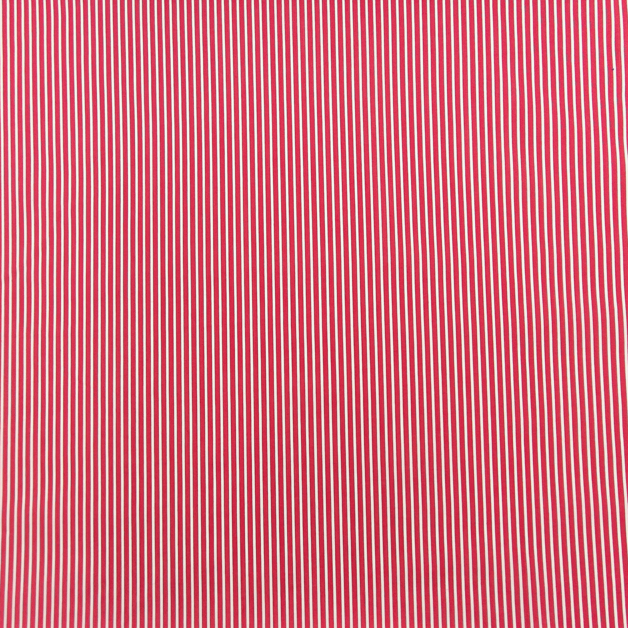 Cotone Rosso Riga Bianca Elasticizzata per Camiceria 