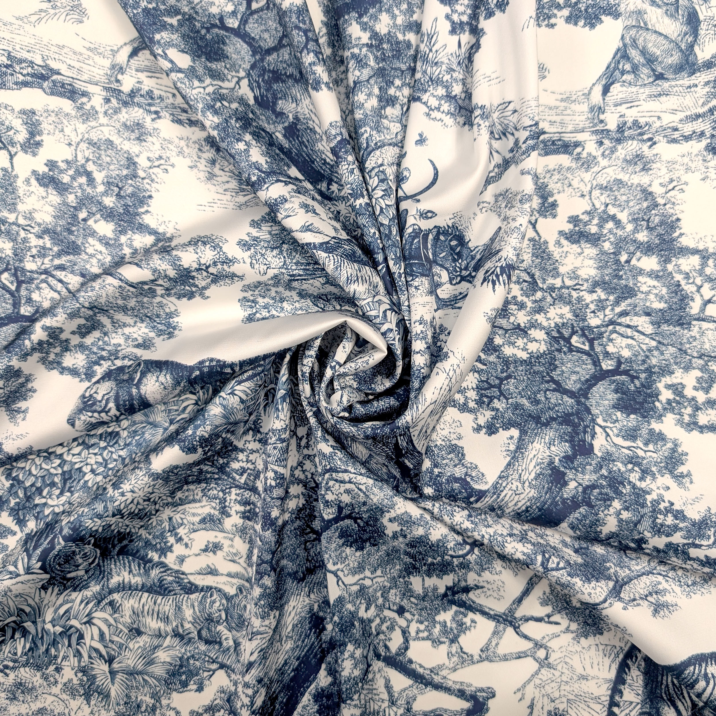 Rasetto Elasticizzato Setato Alta Moda Giungla in Blu Image