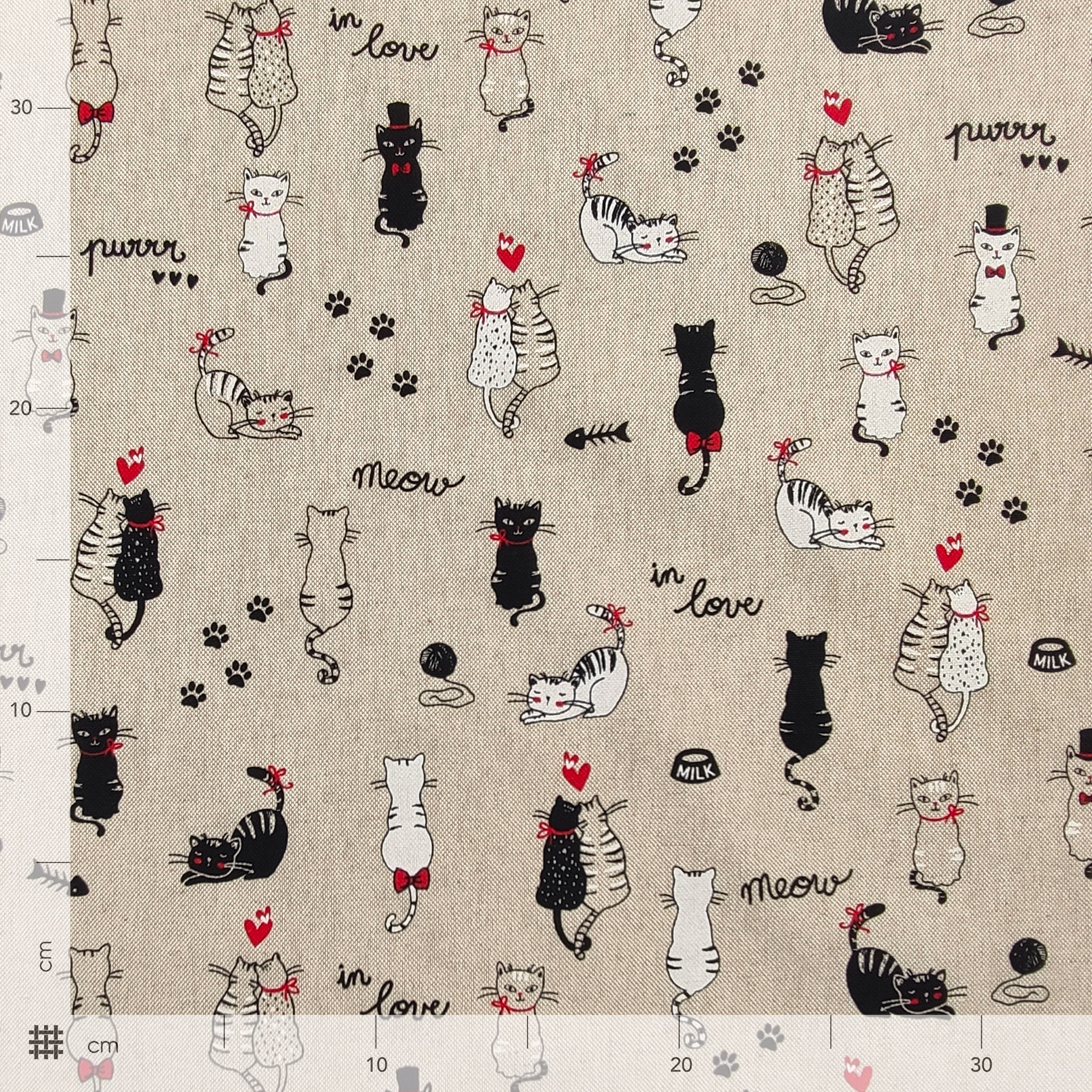 Tessuto Panama Gattini In Love