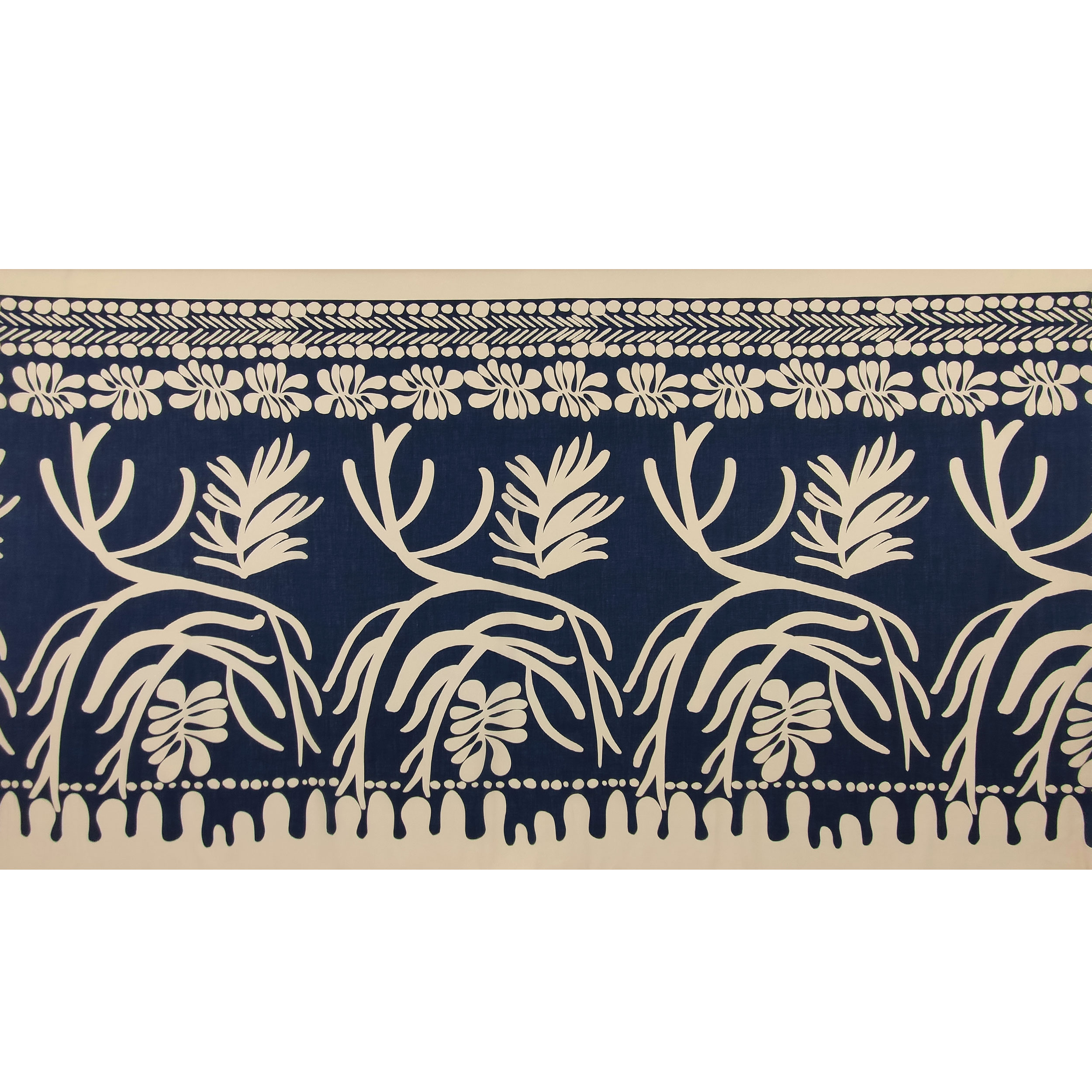 Pannello in Cotone Blu con Coralli Beige 80x145 cm