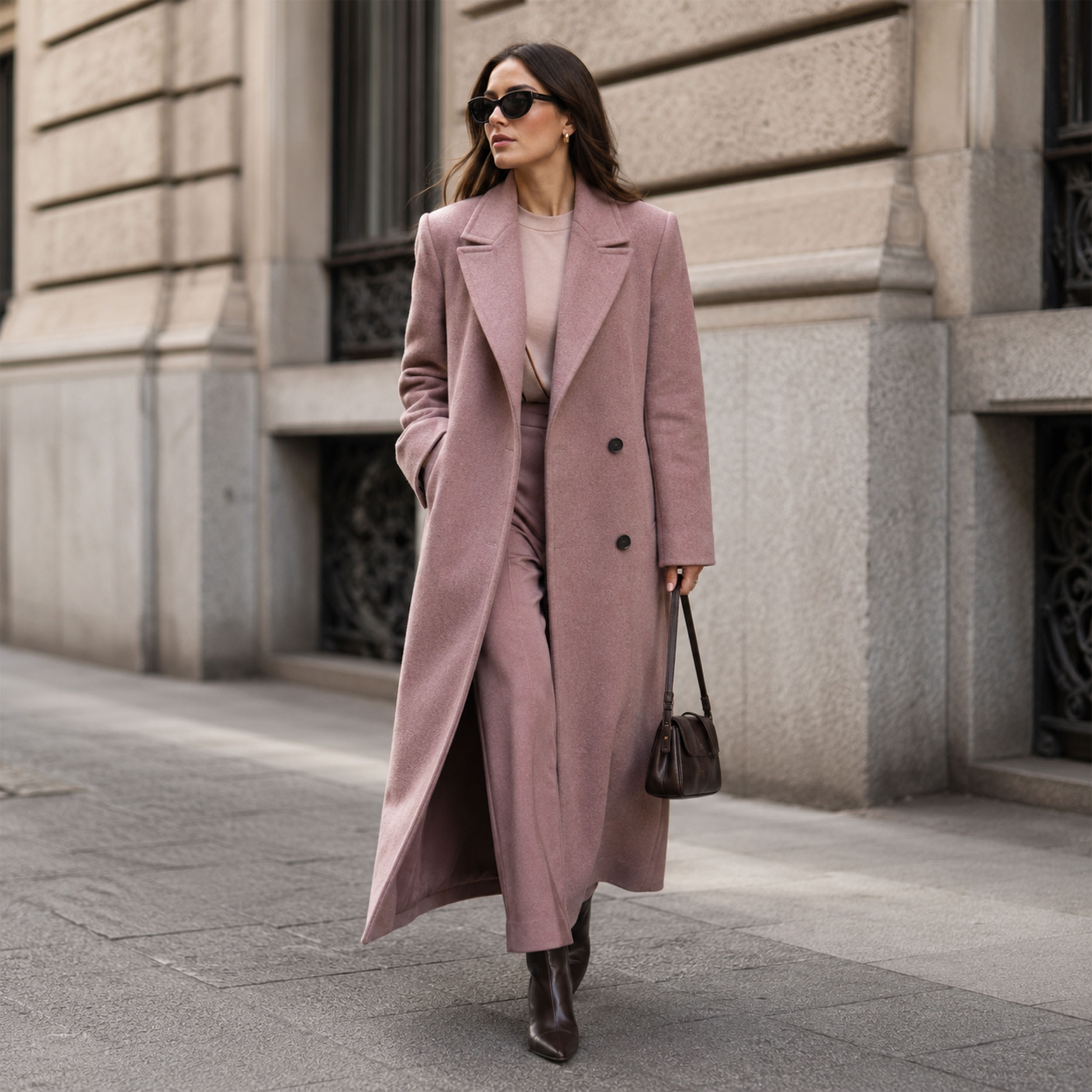 Cappotto Misto Lana Rosa Antico Image