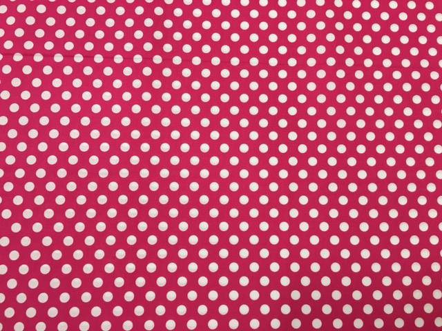 Tessuto Cotone Fuxia Pois Bianchi Grandi