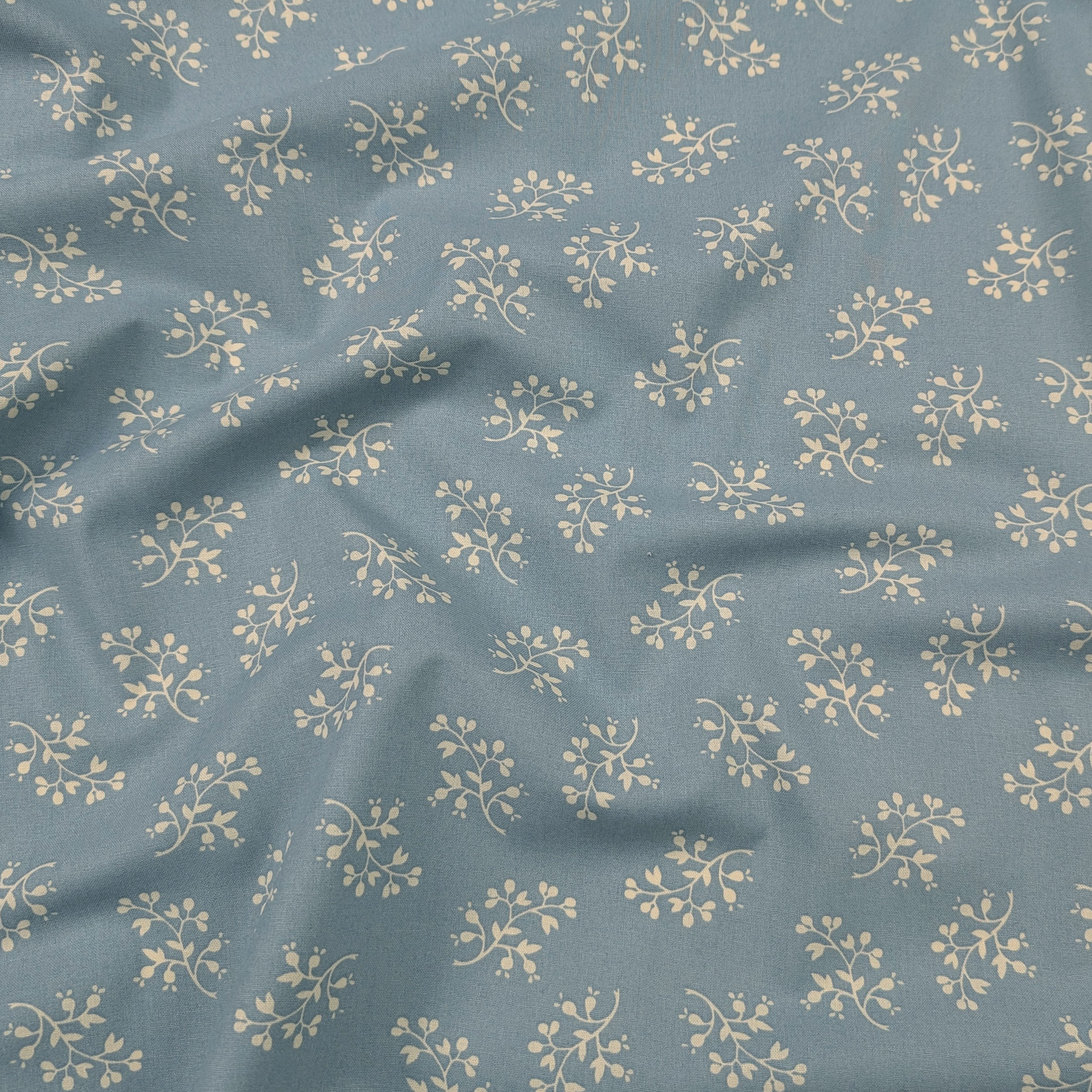Popeline Cotone Fiori Sfondo Celeste Image