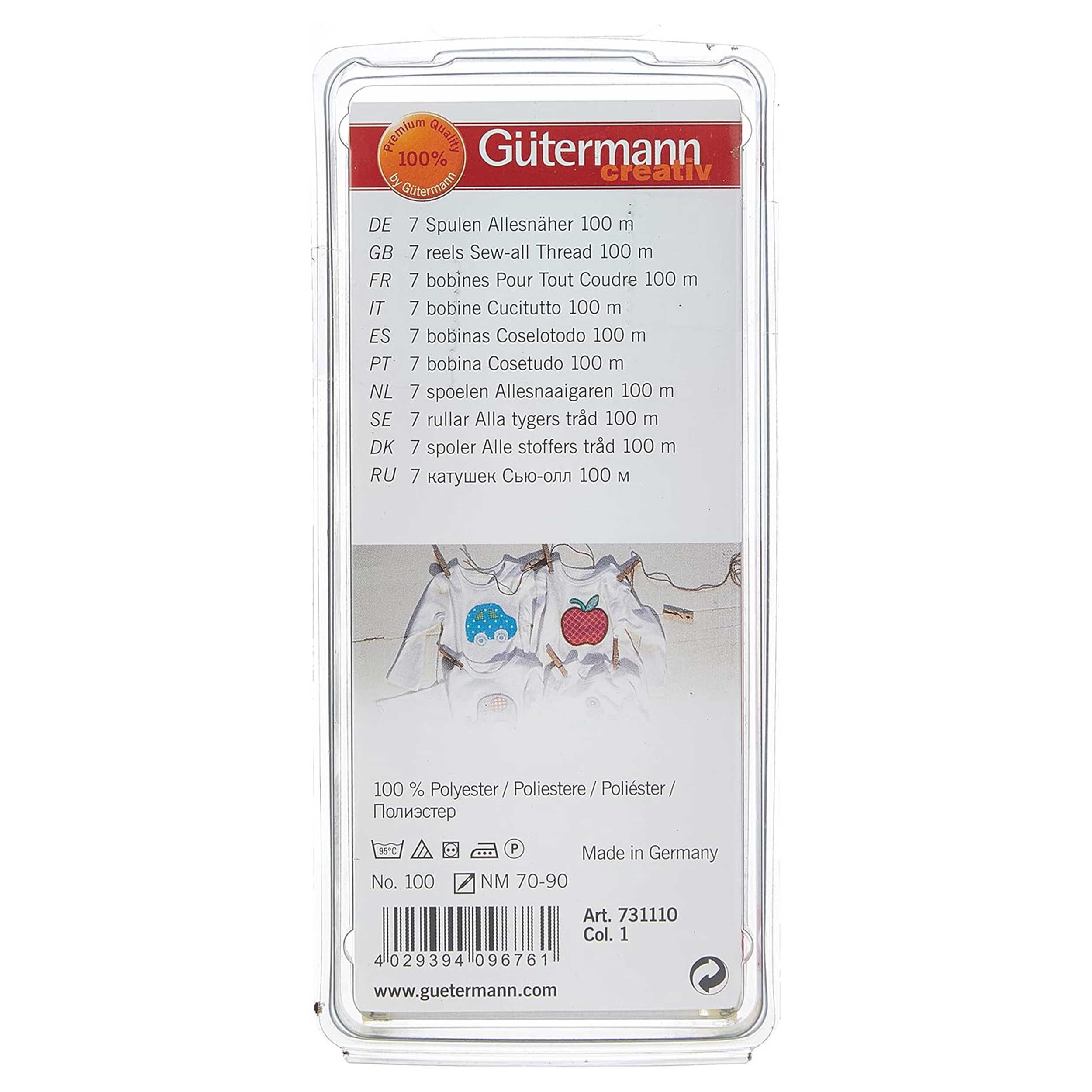 Gutermann Cucitutto 7 Bobine 100 m Bianco e Nero Image