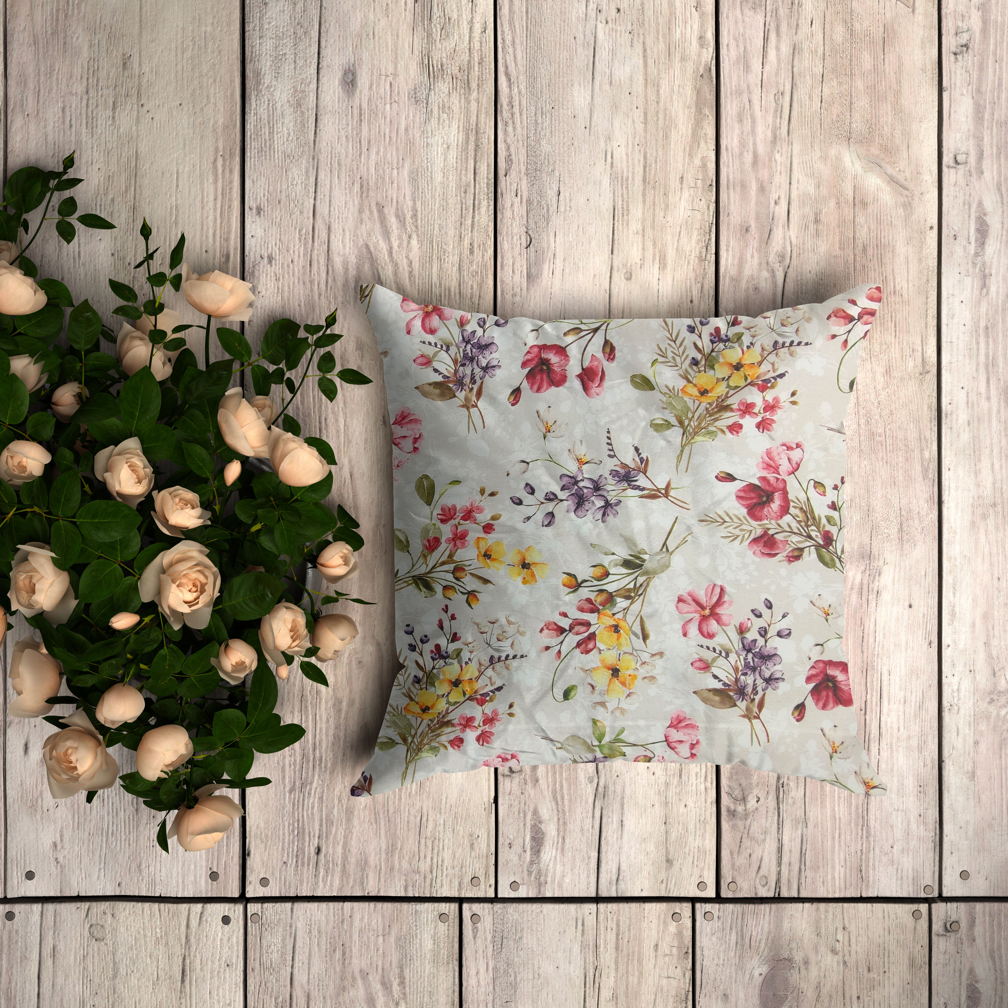 Panama di Cotone Bianco con Fiori Colorati 