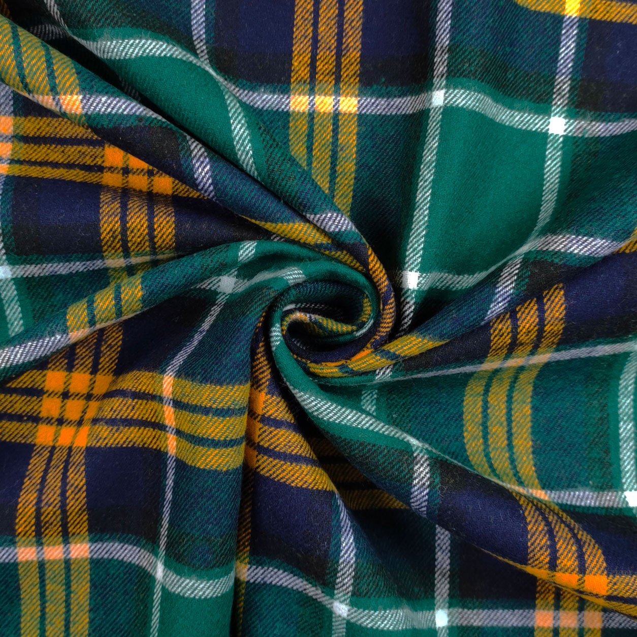Tessuto Flanella Tartan Blu Verde Giallo