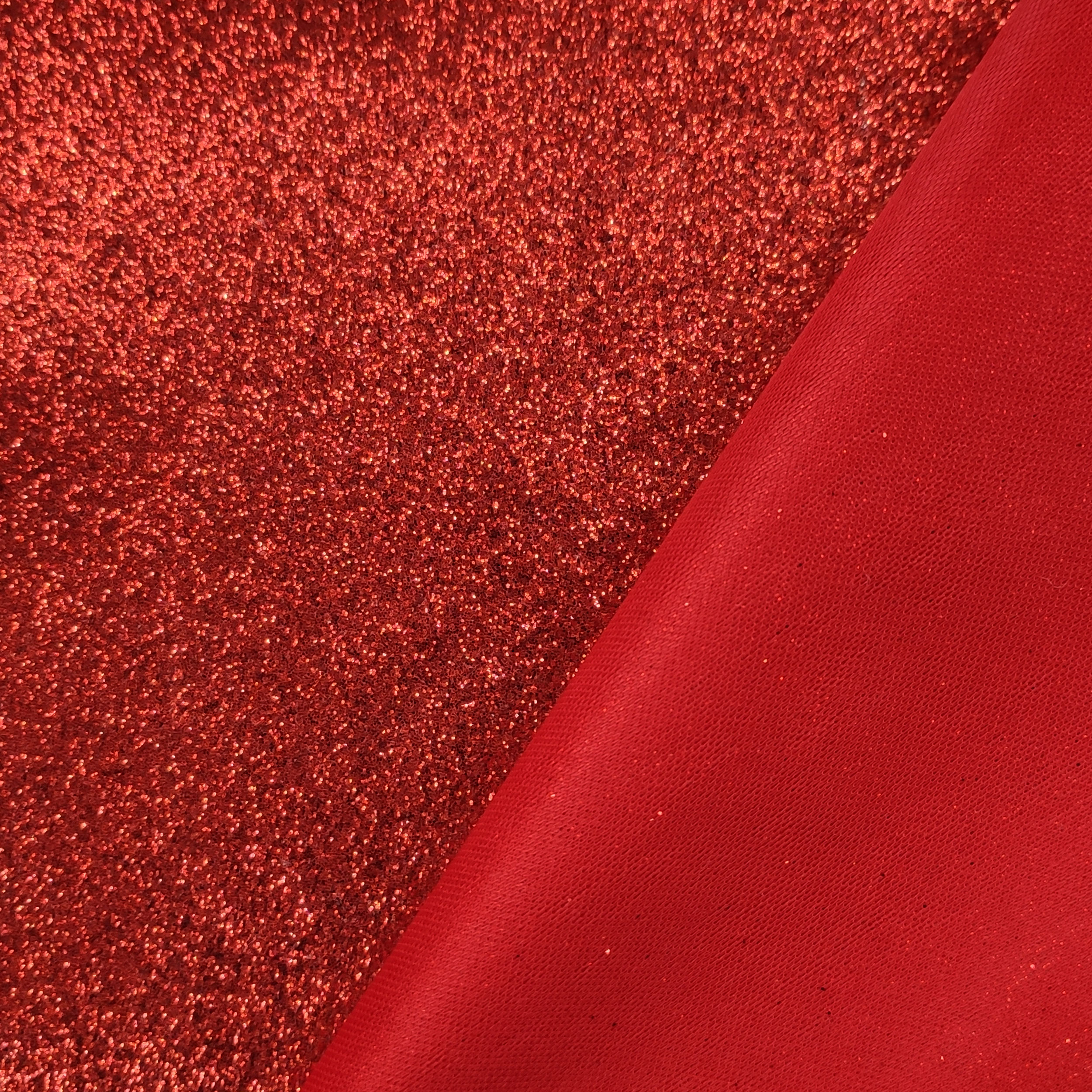 Tessuto Organza Glitter - Rosso Glitter Rosso - Mezzo Metro - www