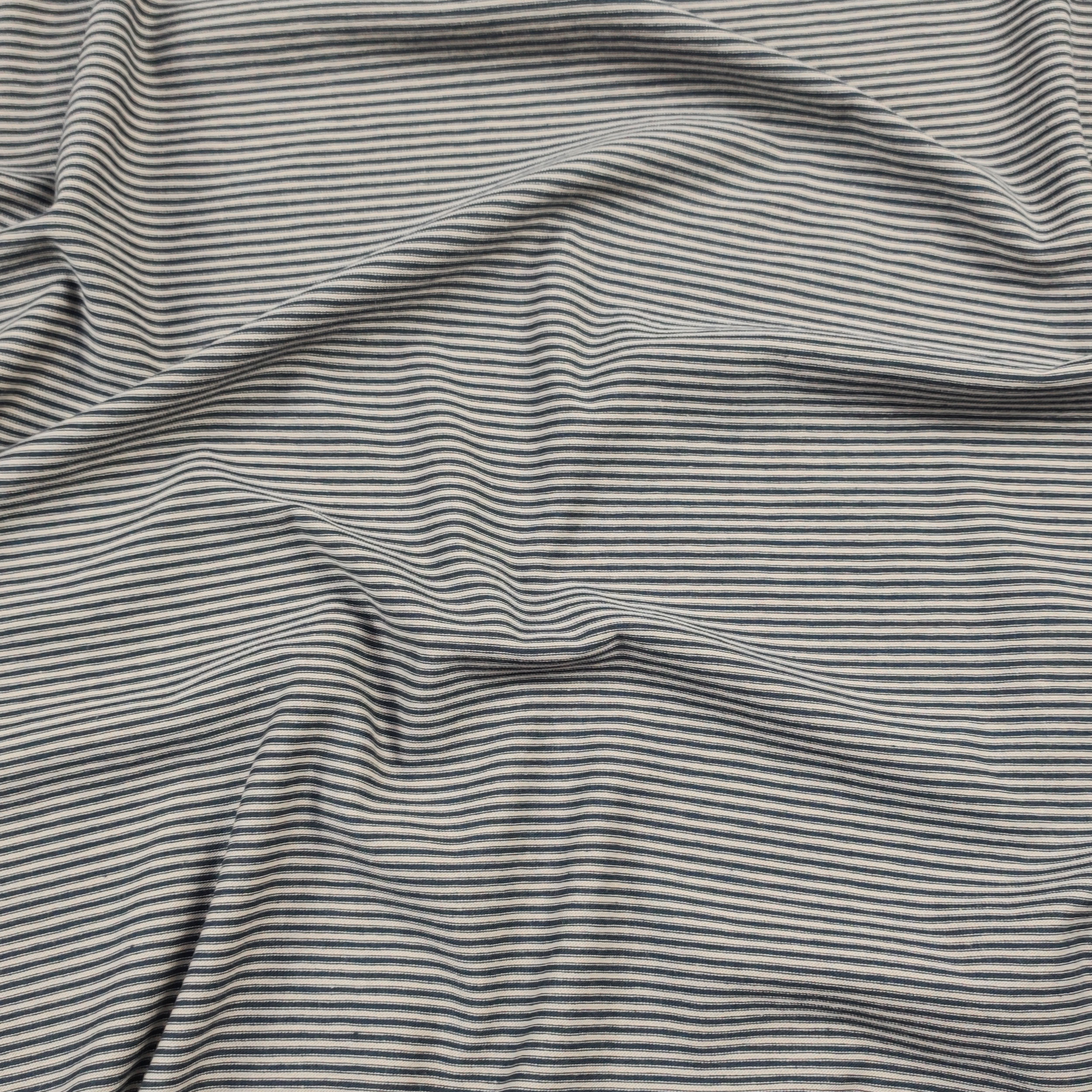 Jersey di Cotone Righe Sottili Blu