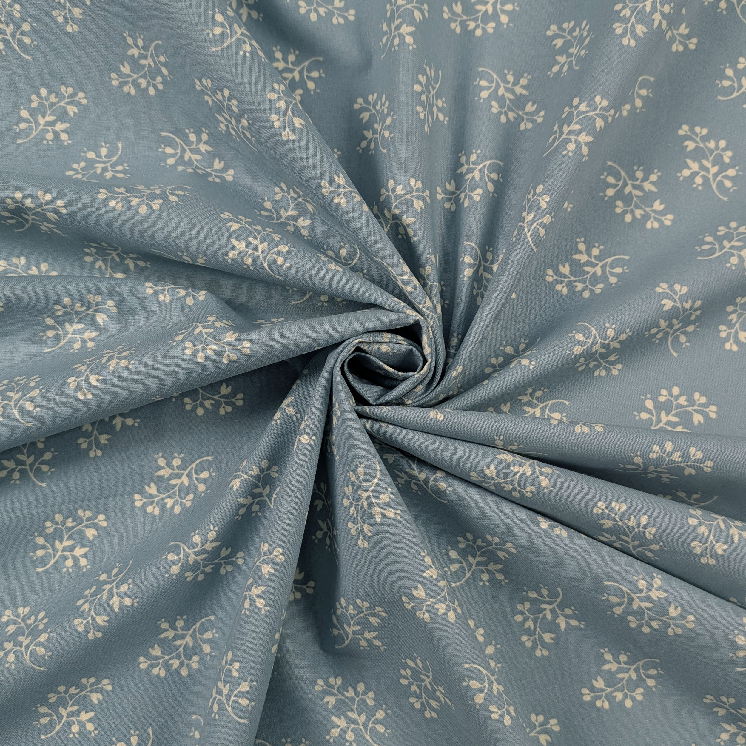 Popeline Cotone Fiori Sfondo Celeste Image