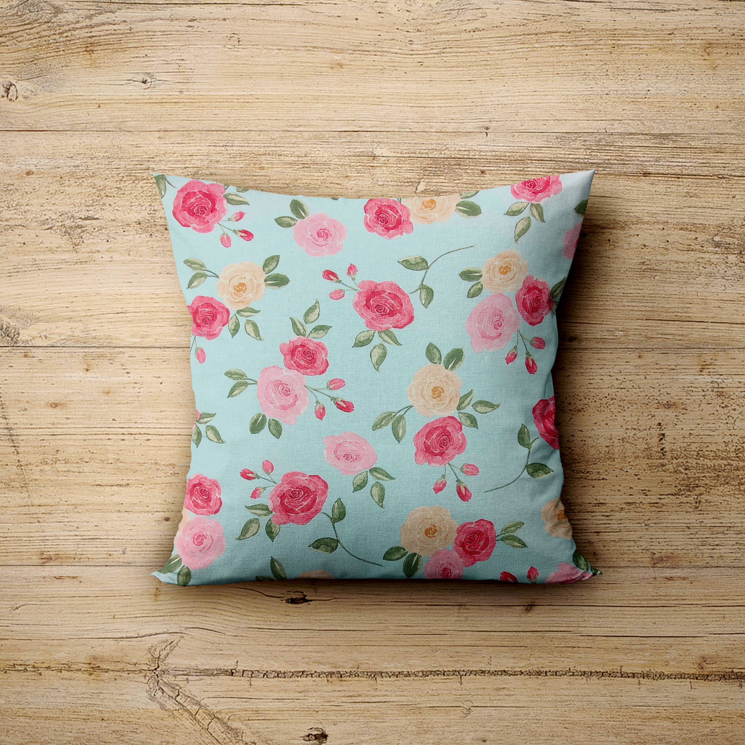 Tessuto Panama Rose Sfondo Celeste