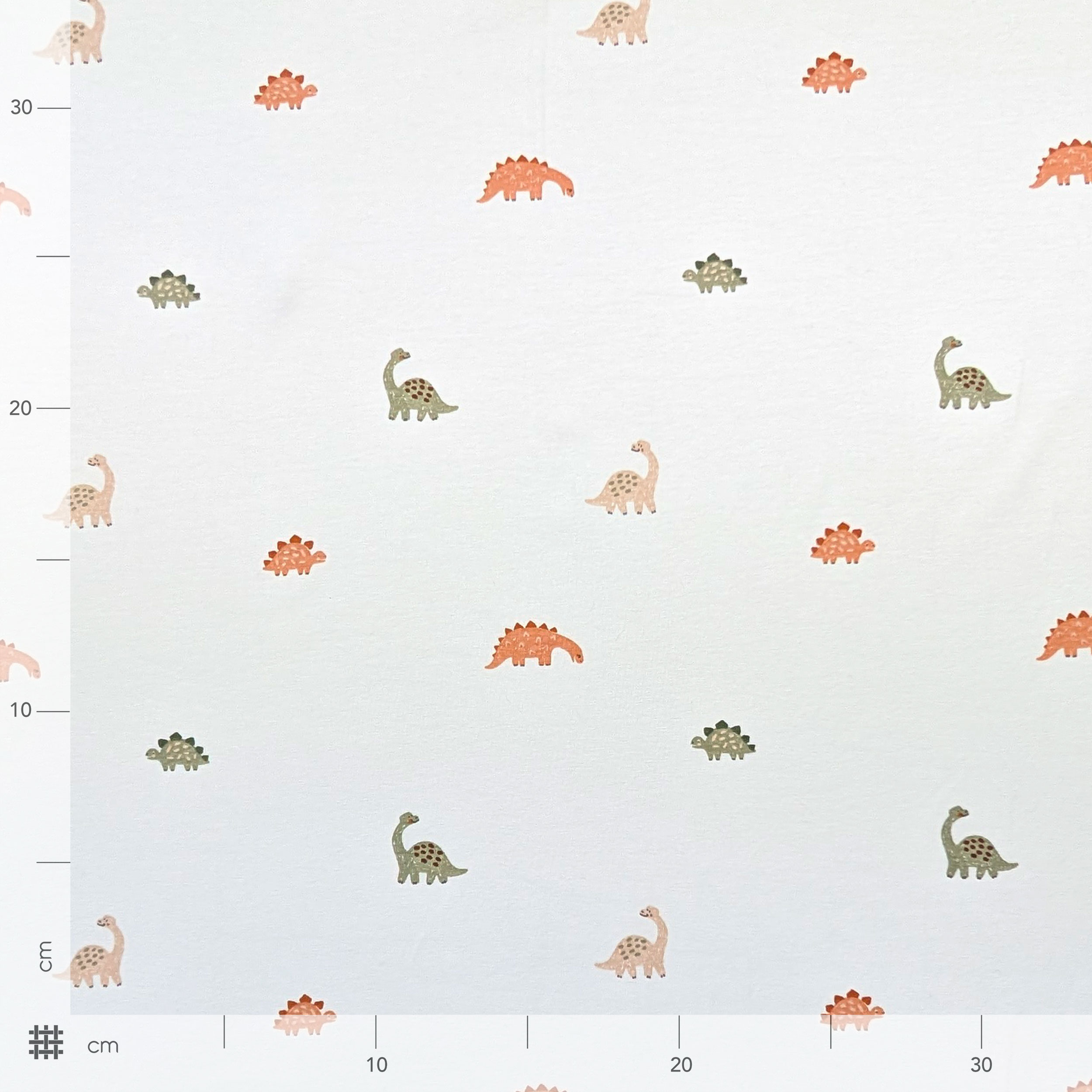Ritaglio Jersey Cotone Bianco con Dinosauri 100x150 cm Image