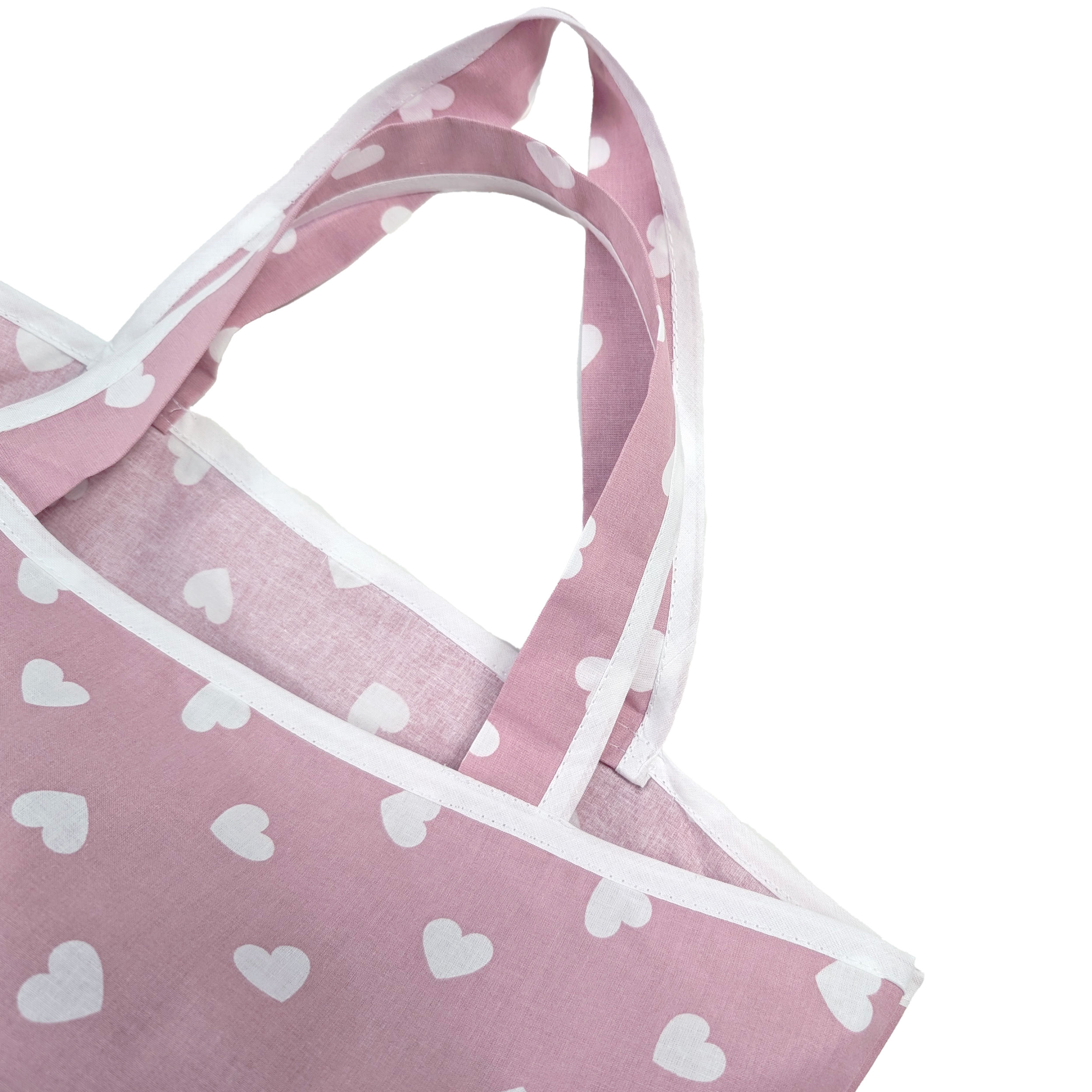 Borsa Porta Sacco Nanna Cuori Bianchi Sfondo Rosa Antico Image