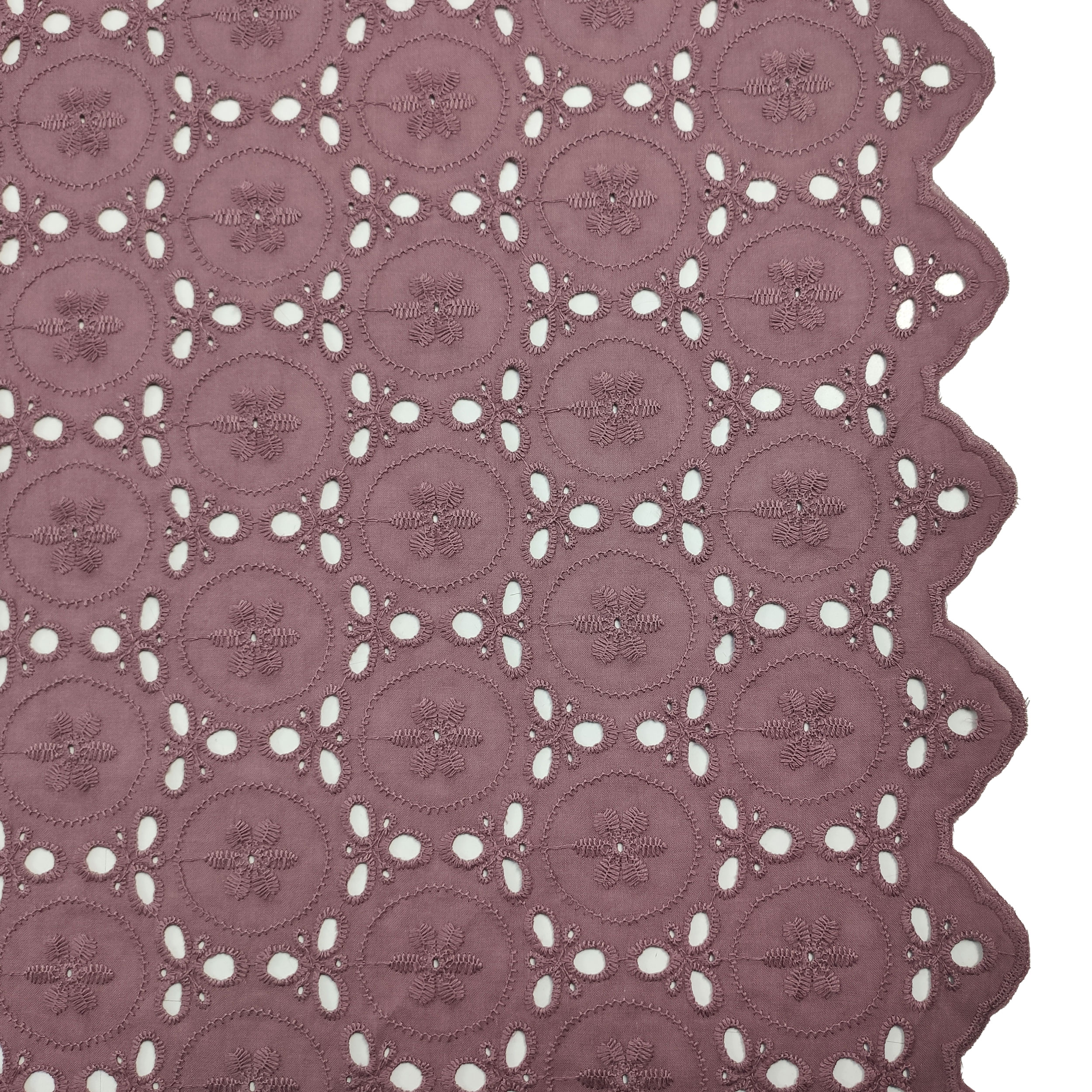 Tessuto Sangallo Rosa Antico Scuro Doppio Bordo Ricamato