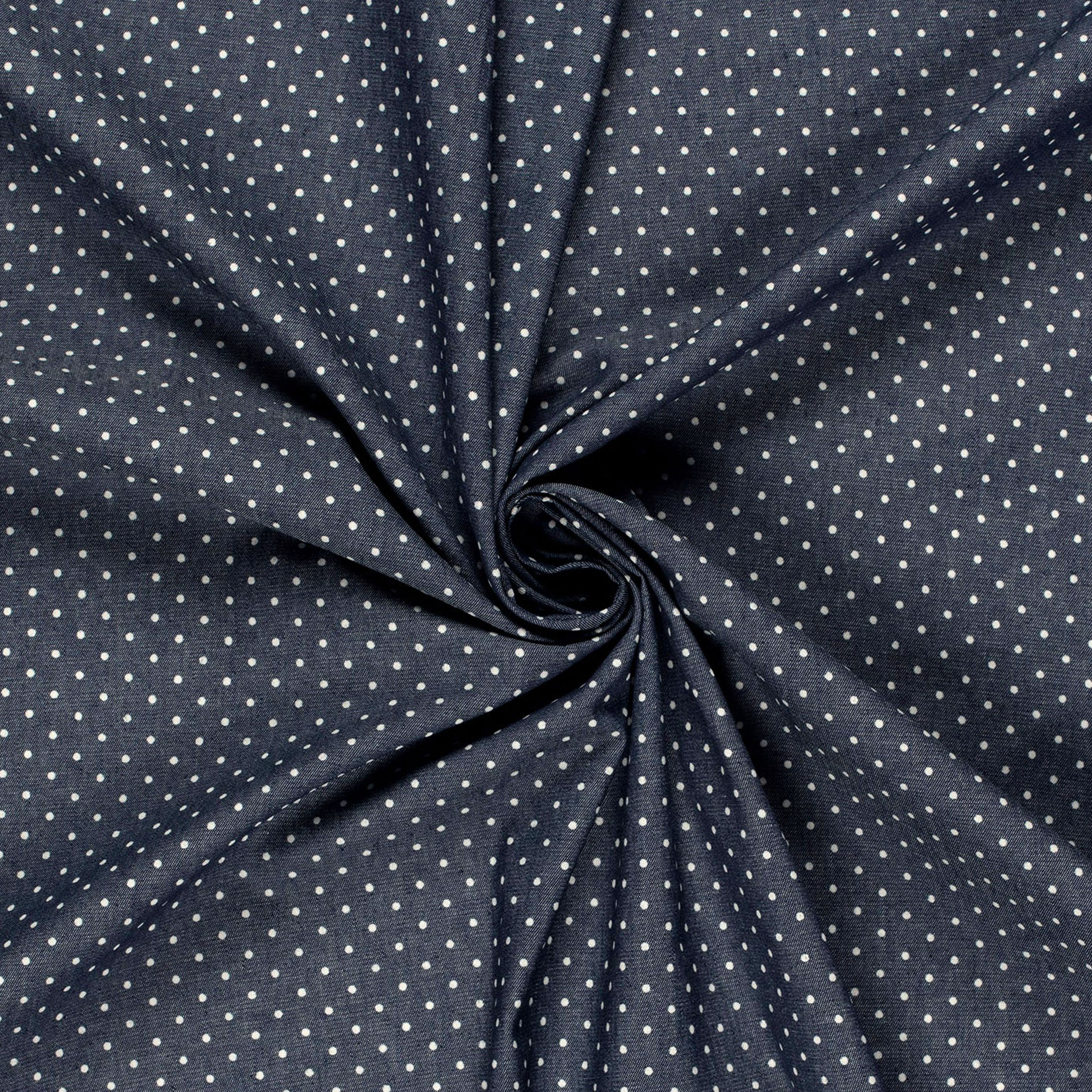 Jeans Leggero di Cotone Pois Bianchi