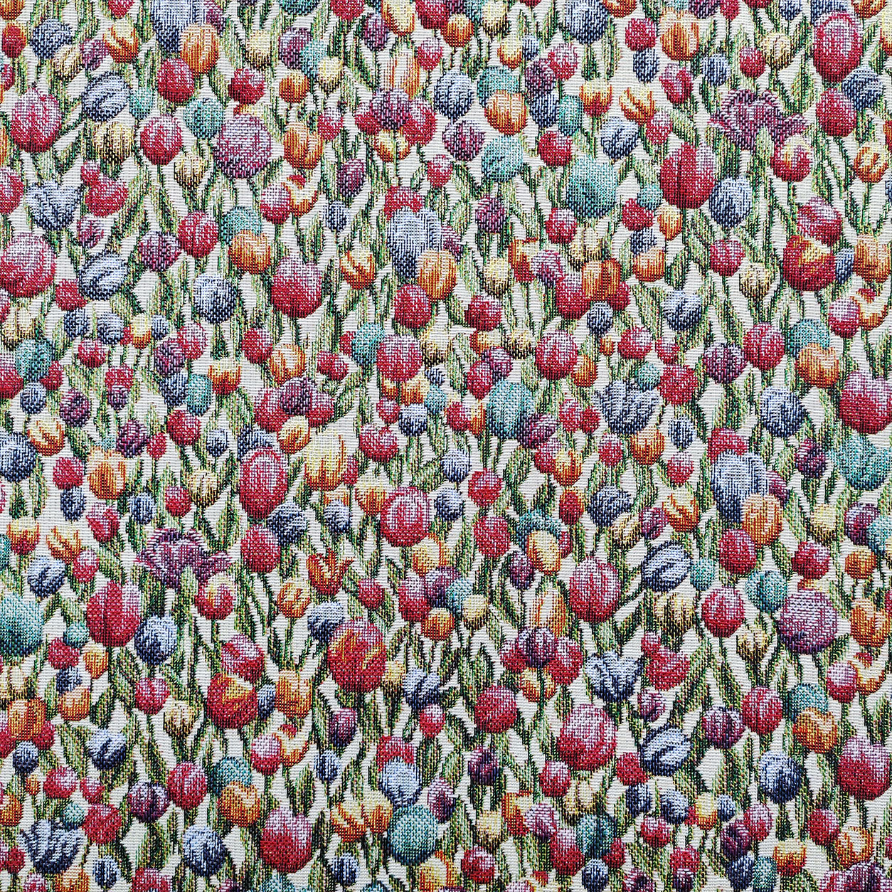 tessuto jacquard piccoli tulipani colorati