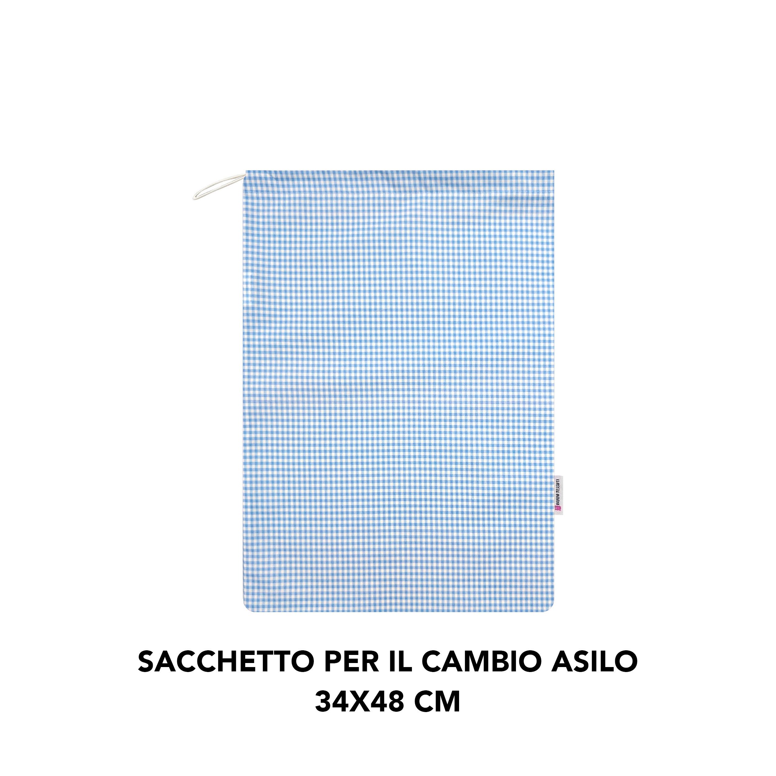 Sacchetto per il Cambio Asilo Quadretti Azzurro Image