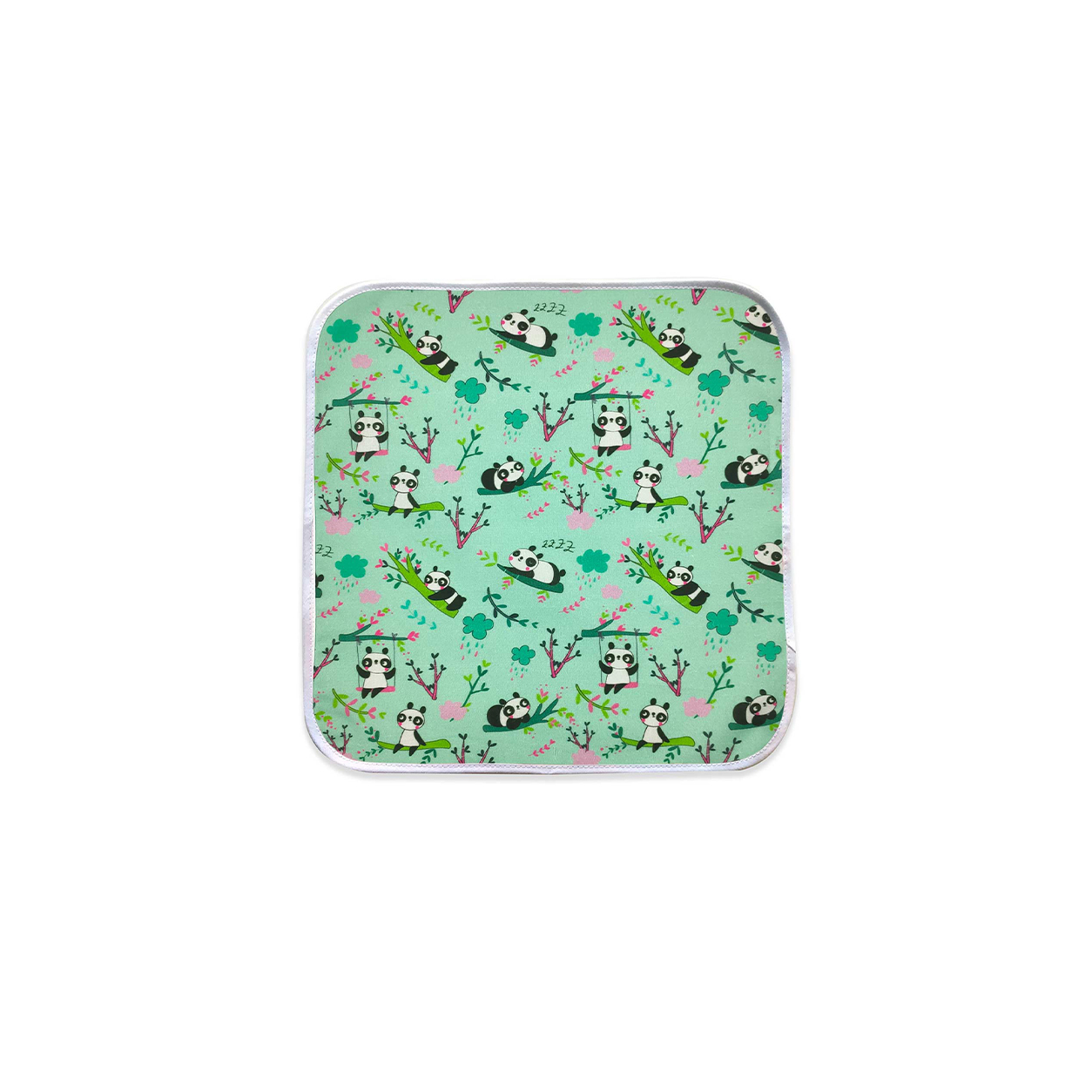 tovagliolo-panda-piccoli-sfondo-menta tovagliolo-panda-piccoli-sfondo-menta