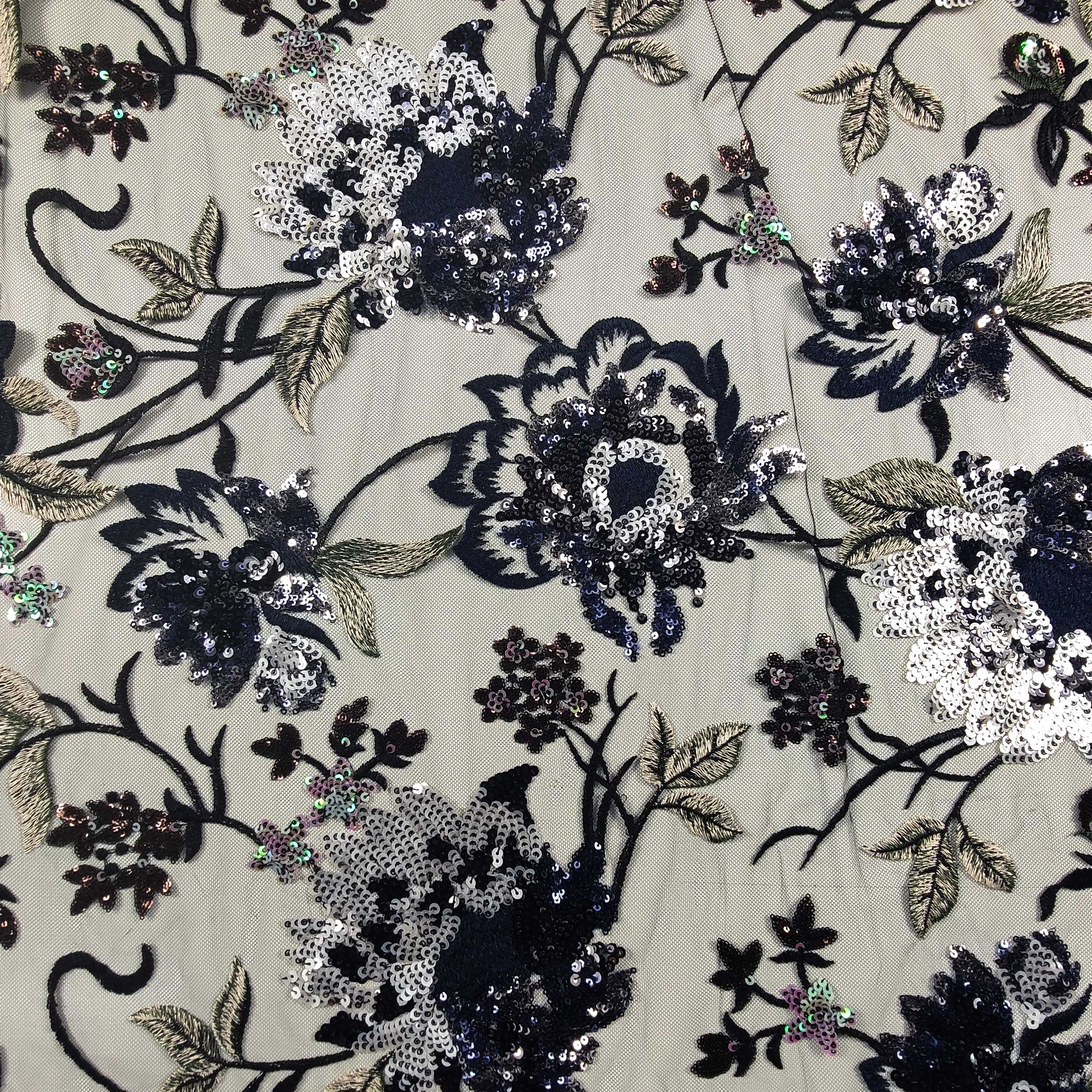 Pizzo Alta Moda Fiori Paillettes