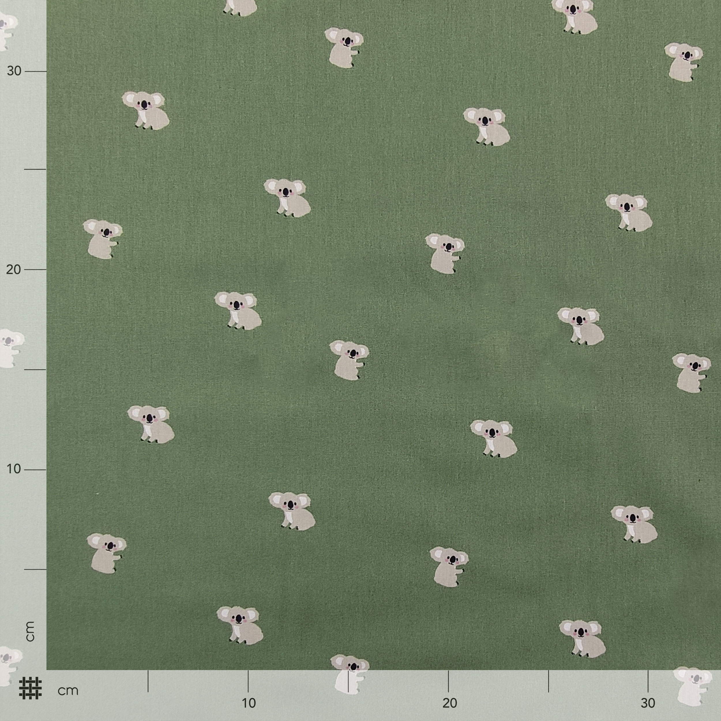 Popeline di Cotone Koala Sfondo Verde Image