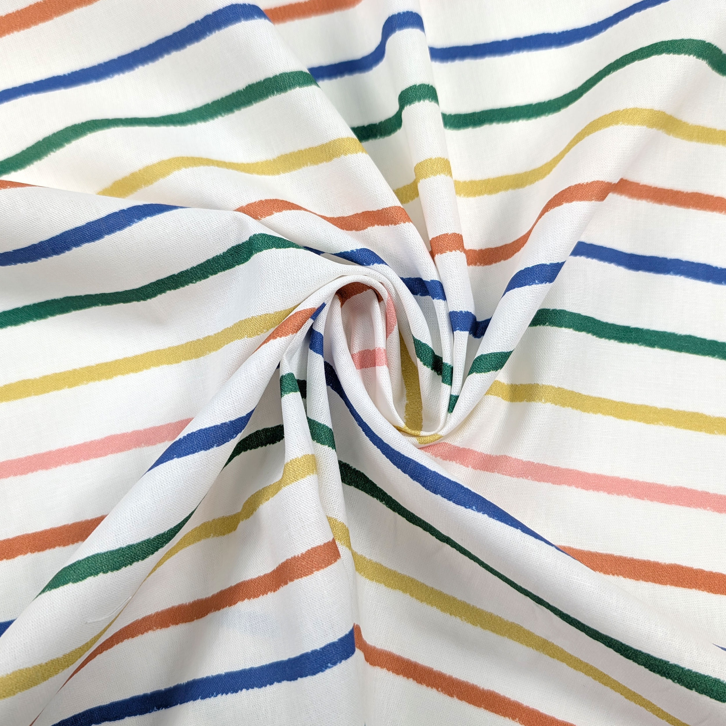 Popeline Cotone Righe Arcobaleno Image