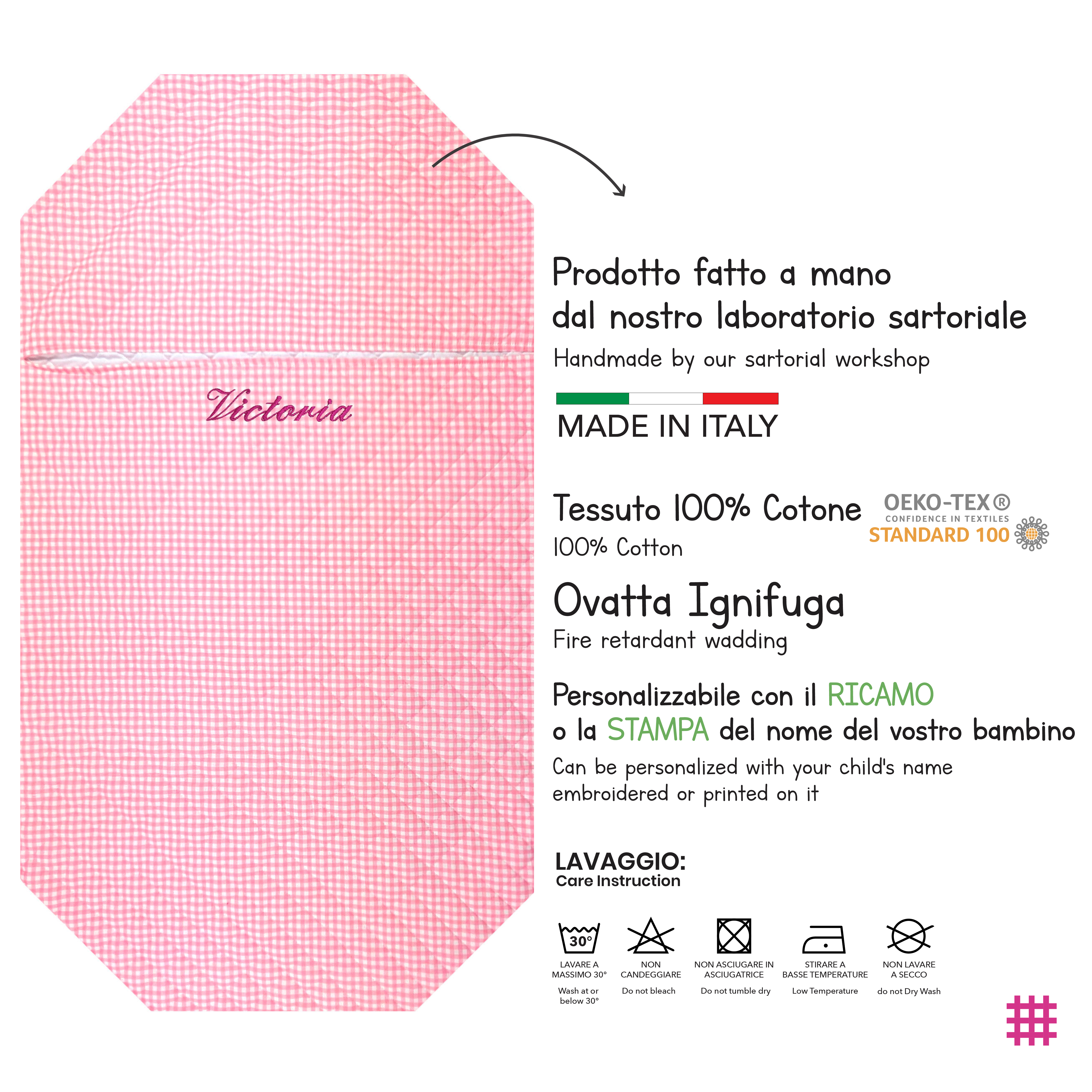 Sacco Nanna Sagomato per Brandine Quadretti Rosa Image