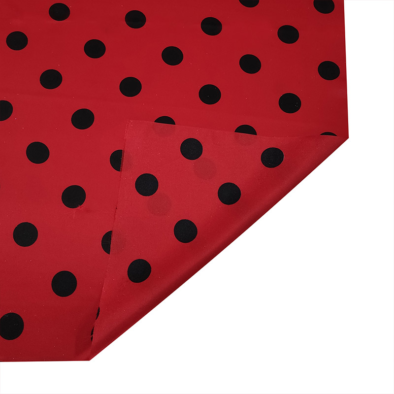  Tessuto Raso Carnevale Rosso Pois Neri Image