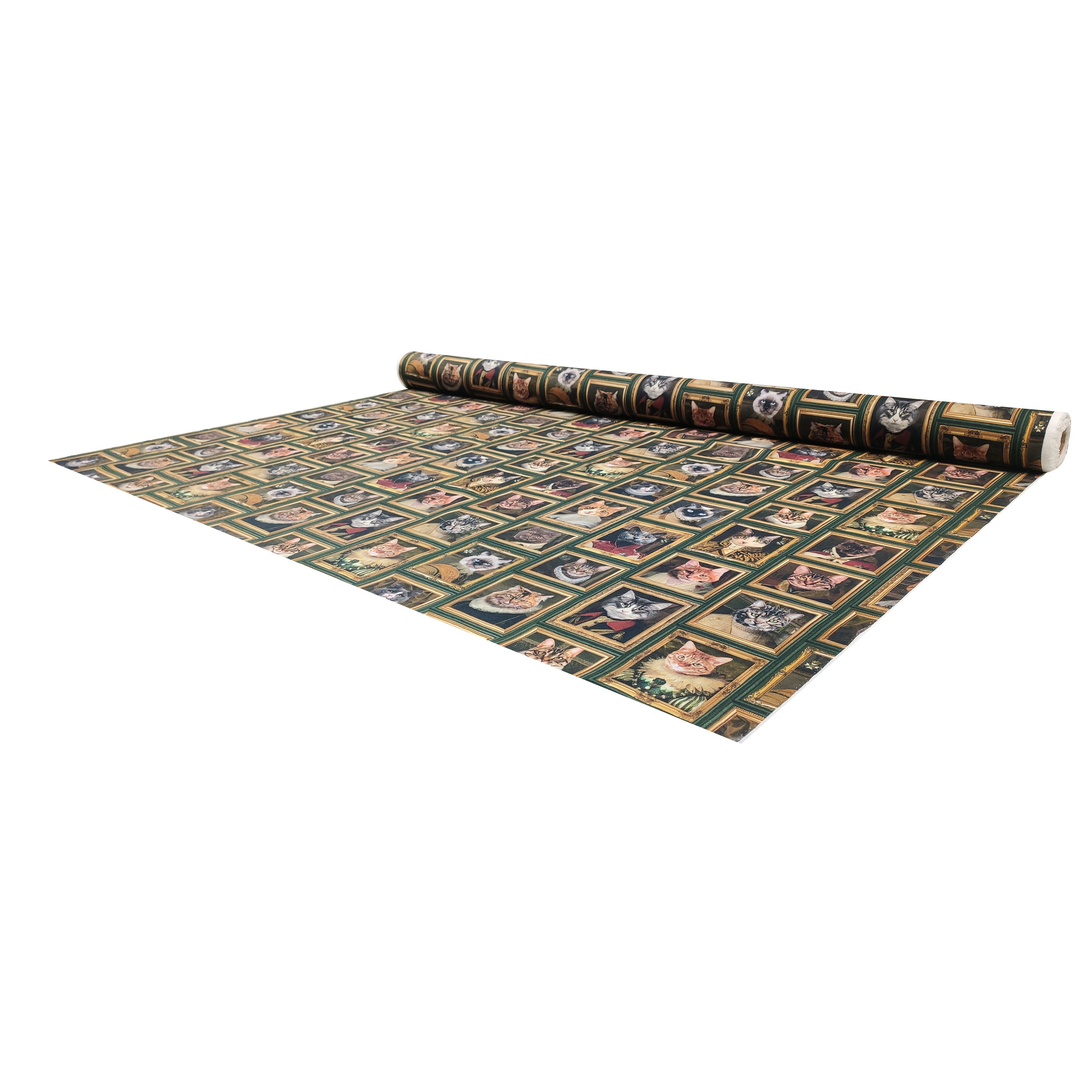 Tessuto Panama Cotone Quadri con Gatti