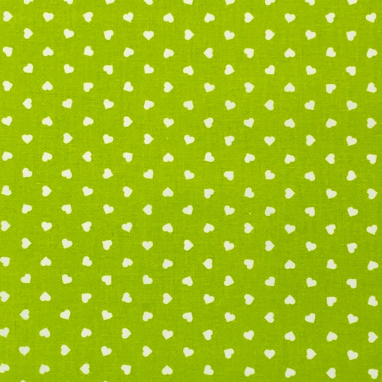 Tessuto cotone percallino cuori bianchi sfondo verde