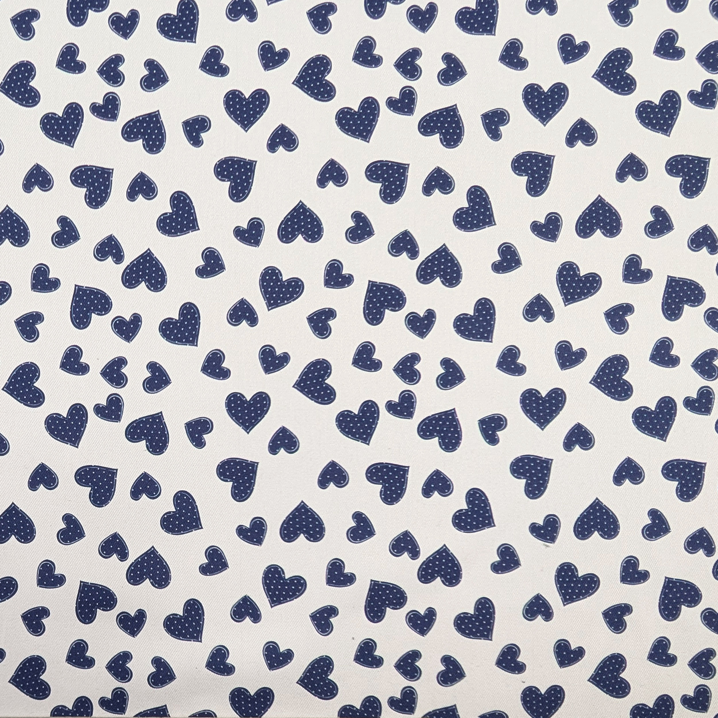 Gabardine Cotone Cuori Blu Image